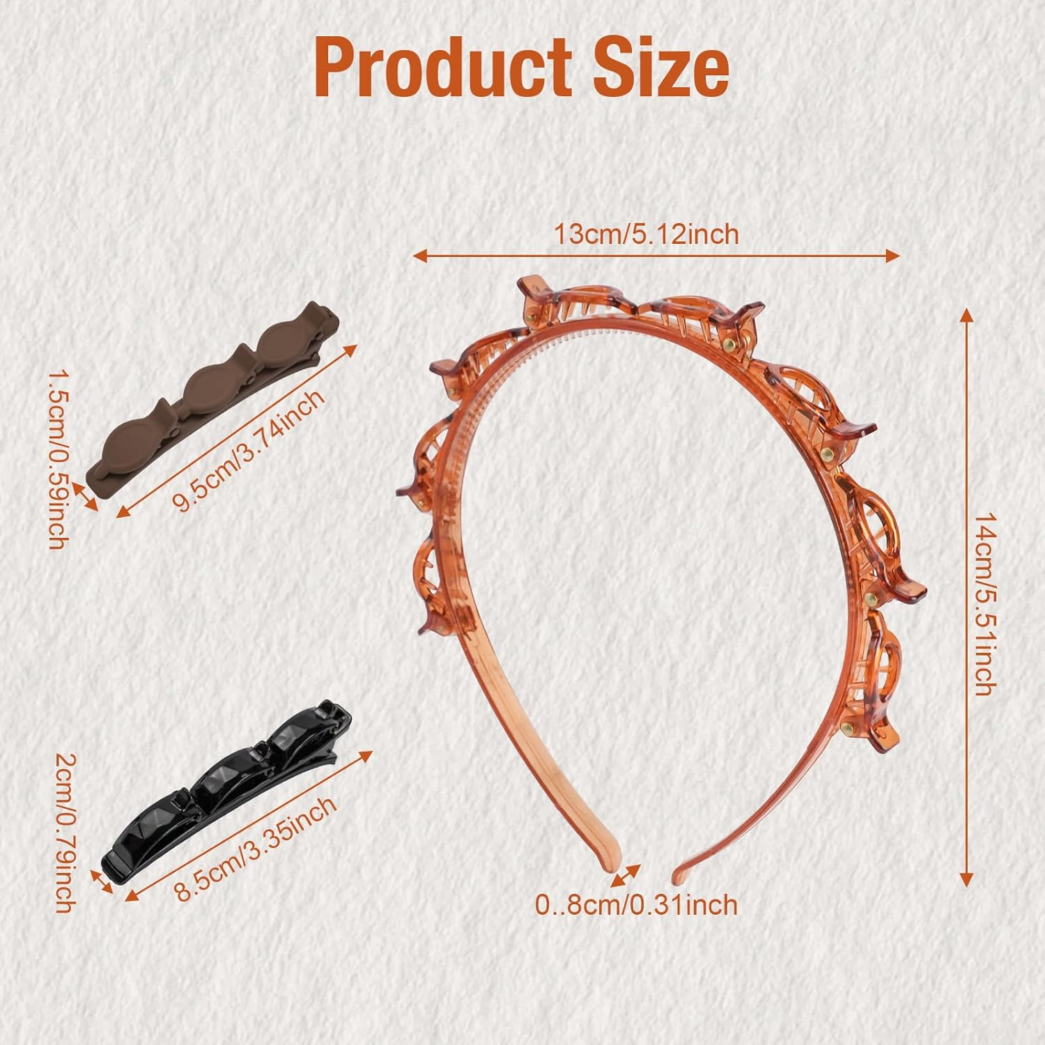 WATUNID Set of 2 Headband with Clips, 8 Pieces Colour Hair Pins, Headband Girls with Clips, Double Layer Hairstyle Aid for Girls Women, Hair Holder, Hair Accessories, Hair Band (Black and Red) image number 6