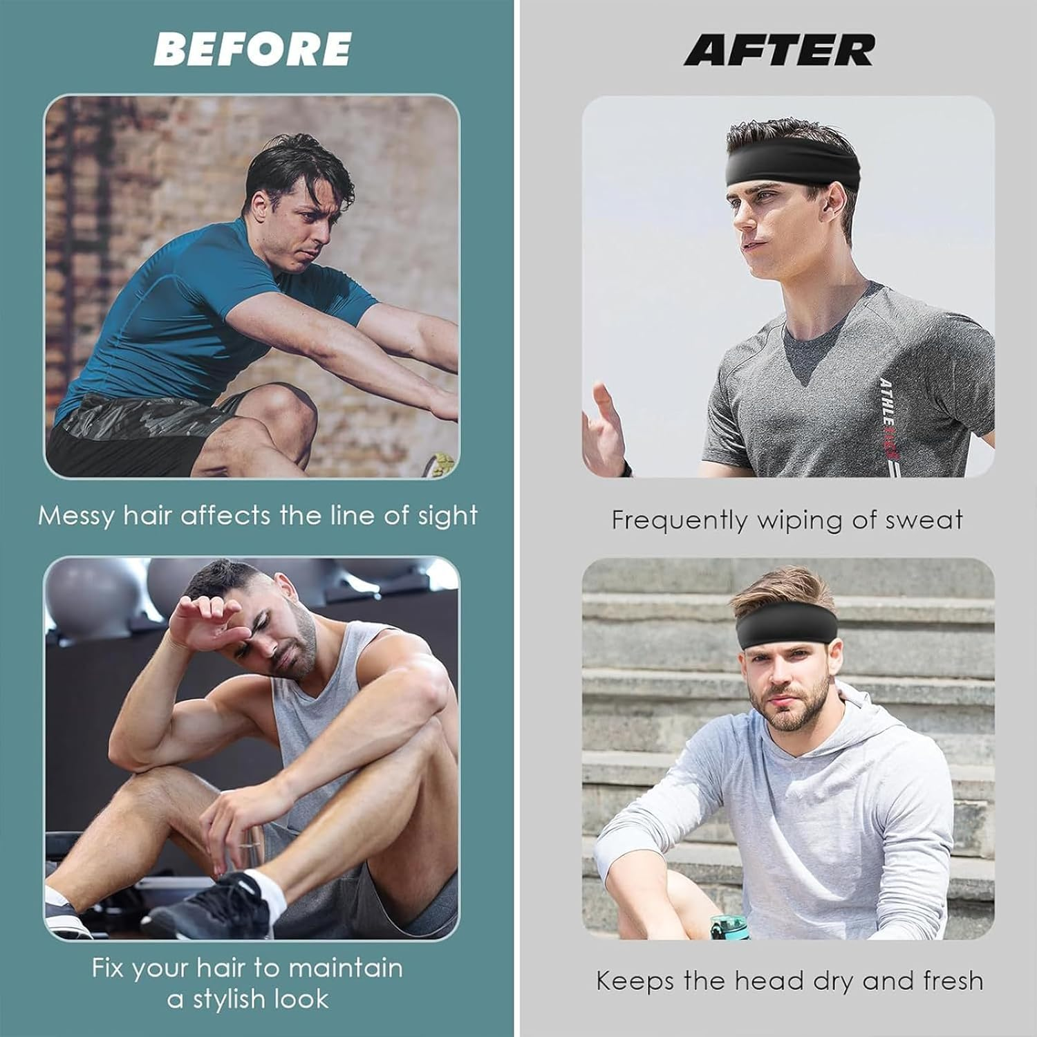 RIBHNXHI Workout Headband for Women Sports Running Exercise Wide Headband Gym Hairband Athletic Thick Non Slip Yoga Sweatband Fitness Headband for Women image number 3