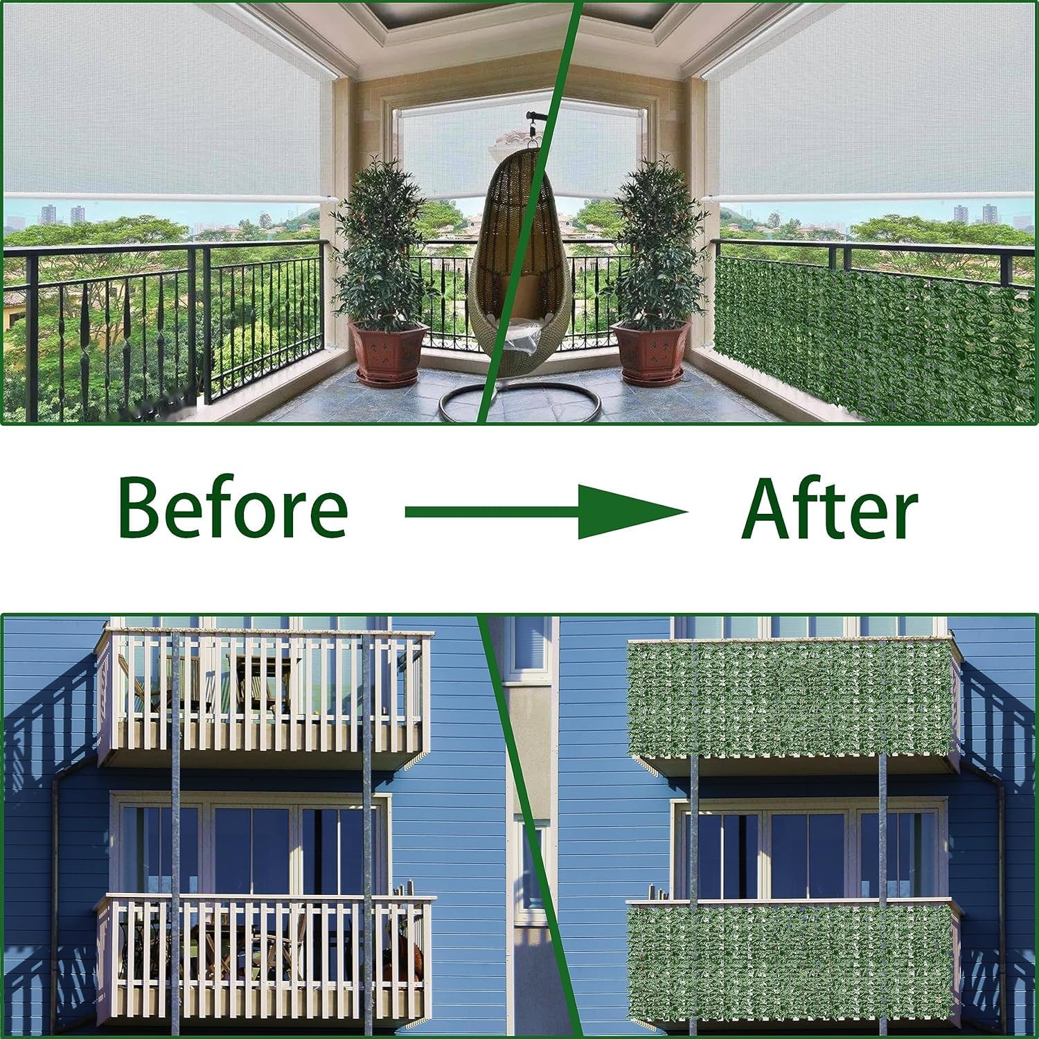 Artificial Ivy Privacy Fence Wall Screen: 19.68 * 118.11 Inch in Uv-Anti Faux Greenery Backdrop Ivy Vine Leaf Hedges Fence Panels for Patio, Balcony, Garden, Backyard Indoor Outdoor Green Decor image number 6