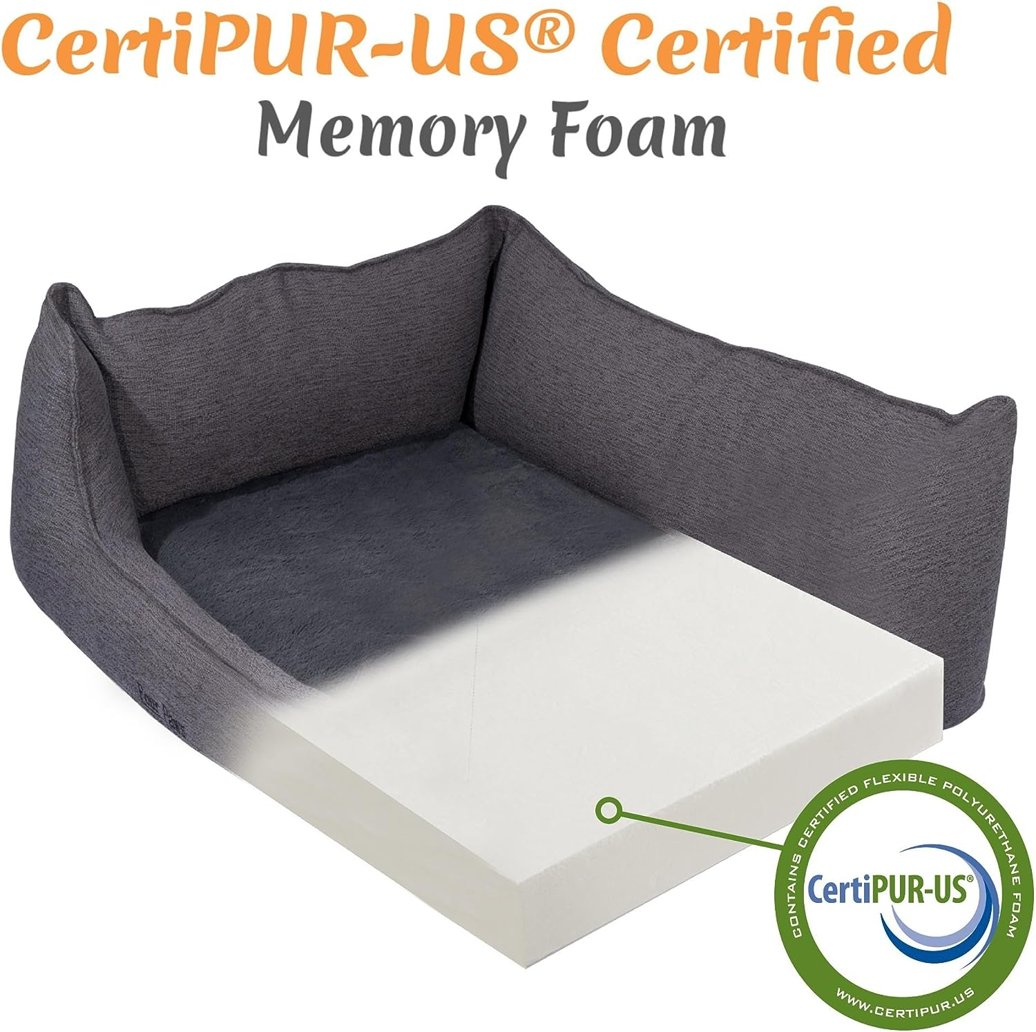 Small Dog Bed - Certipur-Us&reg; Certified Memory Foam, Plush Faux Fur and Jacquard Fabric with Anti-Slip Bottom, Easy-To-Clean Removable Cover