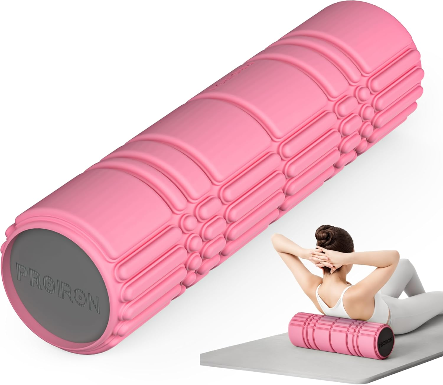 PROIRON Upgraded Foam Roller (A Jelly-Like Touch), 42 * 13CM Patented Medium Density Deep Tissue Massage Roller Body Roller for Exercise, Yoga & Pilates -Pink