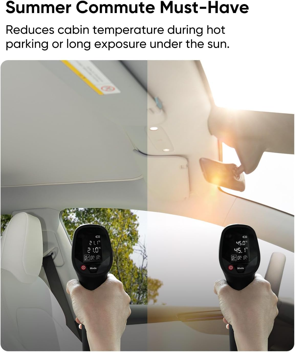 Tesla Model Y Sunshade Roof(2025+ Juniper) - Reflective Roof Cover, UV Block | No-Sag Fit, Upgraded Clip System, Easy Install, Blackout Privacy, Summer Cooling, Lightweight Foldable Storage