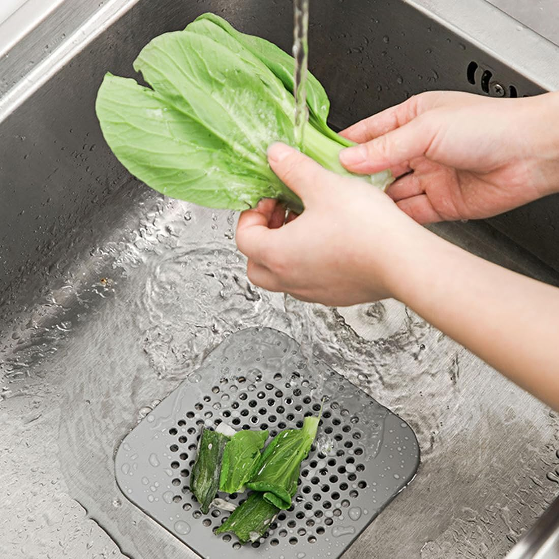 NHQZ Pack of 10 Drain Hair Catchers Made of Durable Silicone Cleaning for Bathtub and Kitchen Grey + White image number 5