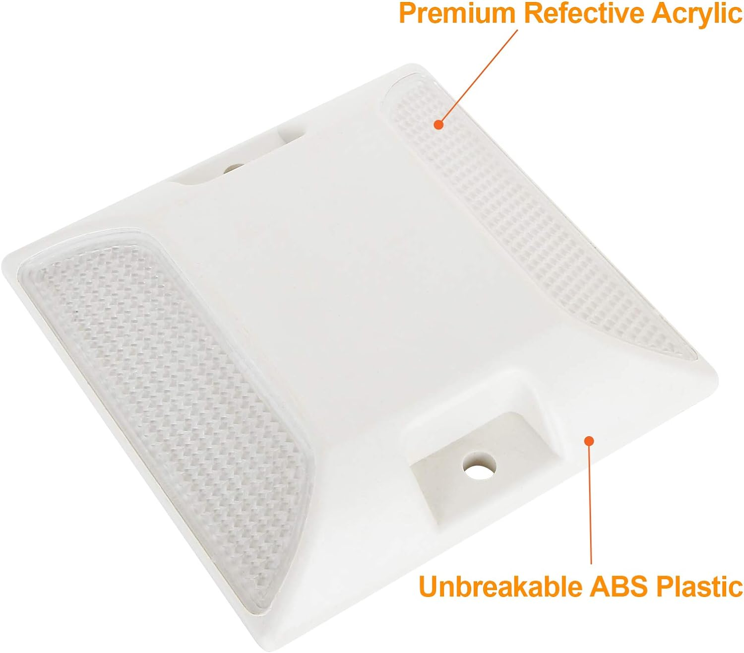 20Pack White Reflective Road Driveway Marker 3-3/4&rdquo;X 3-3/4&rdquo;Street Pavement & Asphalt Stud Markers, Great Reflecting for Speed Bumps, Sidewalks, Pedestrian Crossings, Freeways, Driveways image number 5