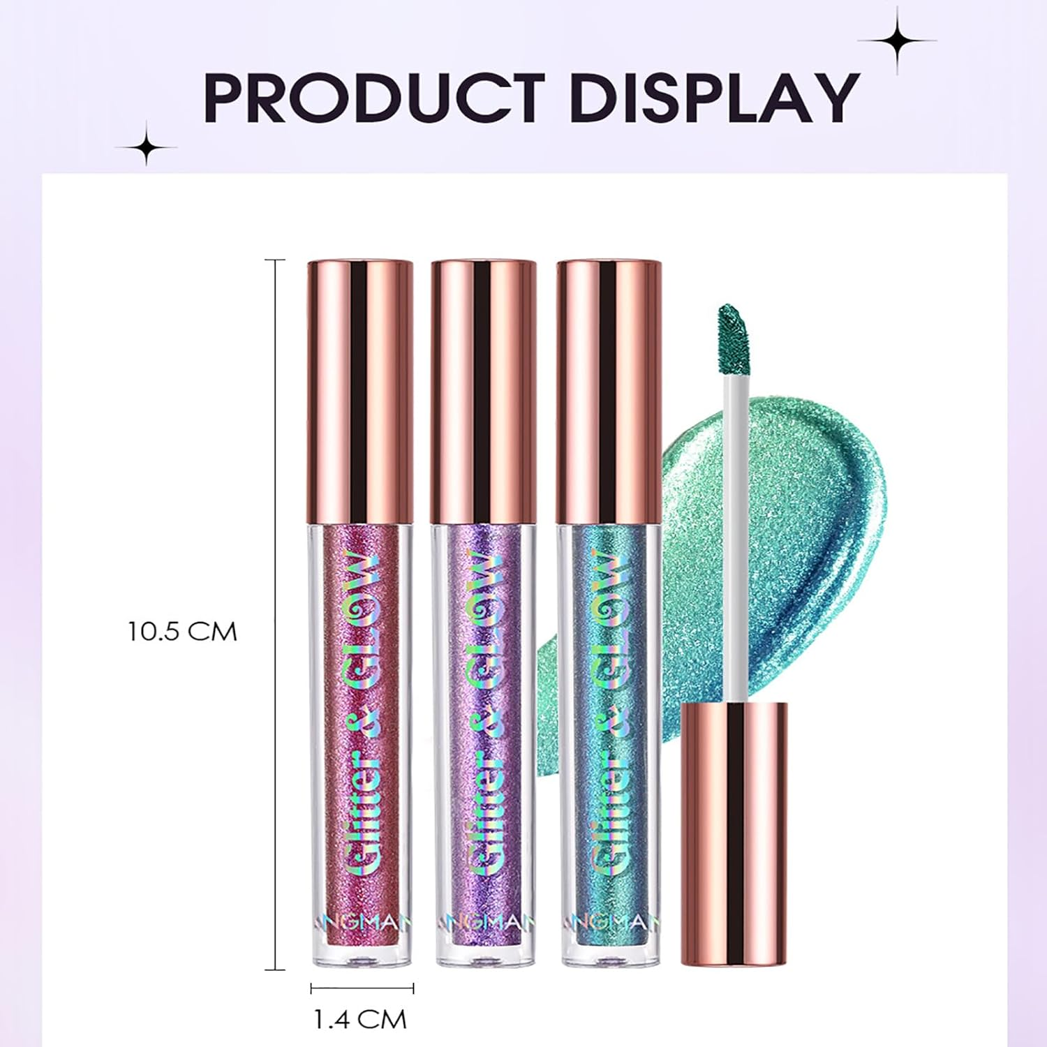 Roseflower 12 Pcs Liquid Glitter Eyeshadow Makeup Set, Metallic Shimmer Glitter Eyeshadow Sweatproof Makeup Set, Glitter All Highly Pigmented Blending Powder, Purple Green Series Liquid Eyeshadow image number 4