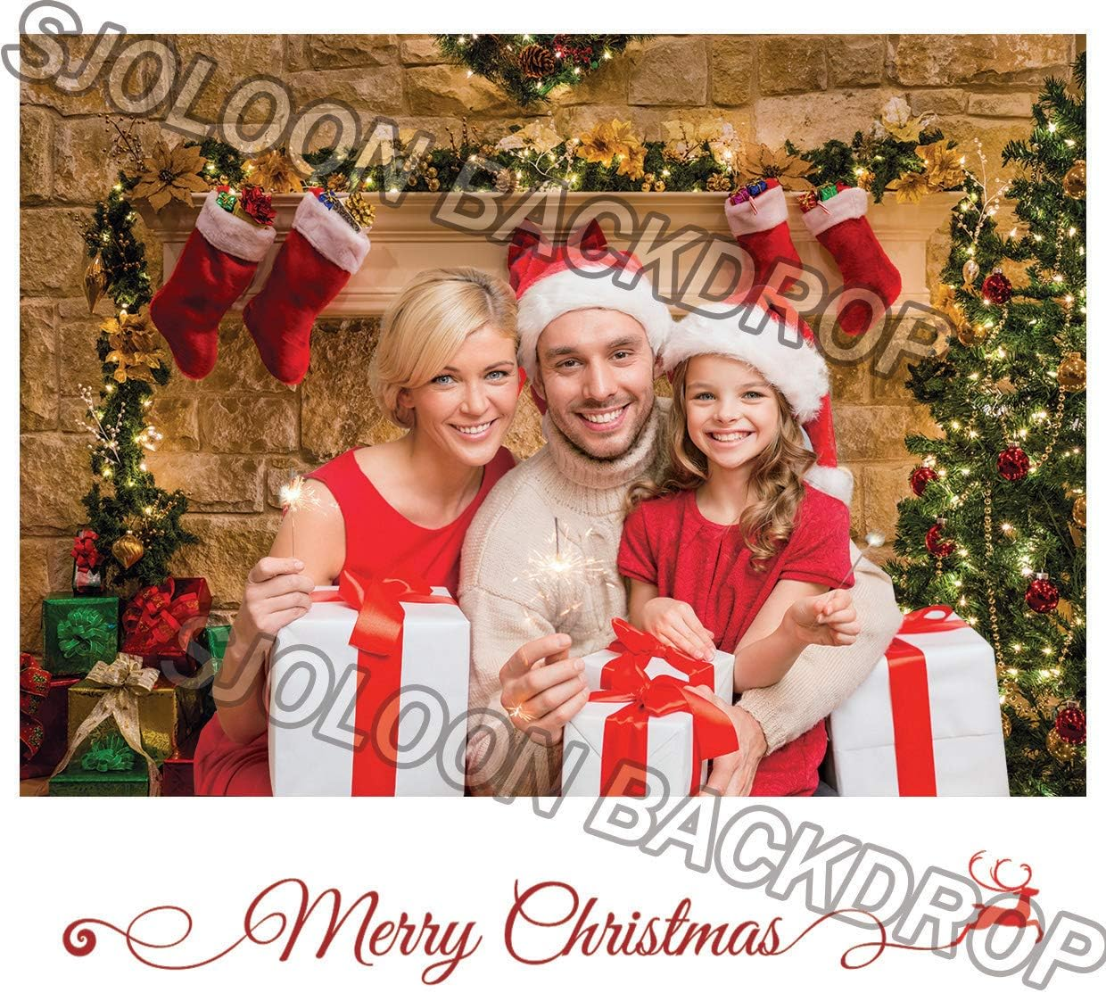 SJOLOON 10X10Ft Christmas Photography Backdrops Child Christmas Fireplace Decoration Background for Photo Studio (11209) image number 4