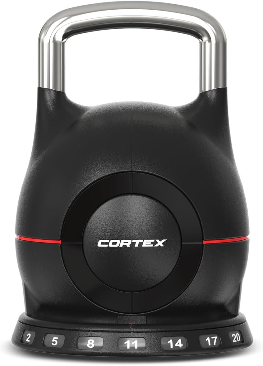CORTEX 7-In-1 Revolock Quick Adjust 2Kg - 20Kg Kettlebell Revolutionary Fast Twist-Lock System for Easy Weight Adjustments Ergonomic Grip Handles Superior Locking Mechanism User Friendly Steel Weights