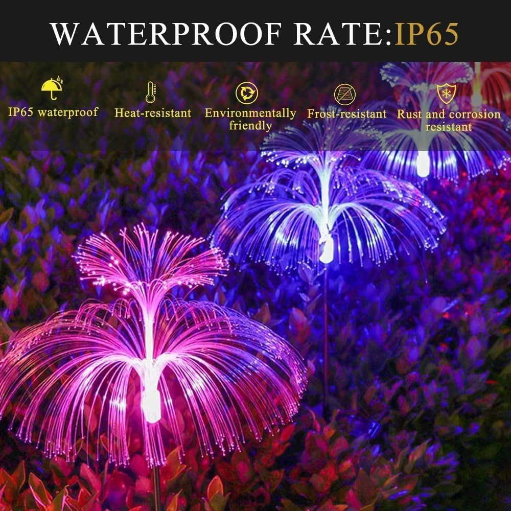2Pakc Solar Garden Lights Layer Jellyfish, Star & Butterfly Solar Lights, 7-Color Changing Waterproof Outdoor LED Stakes for Garden, Yard, Patio, Walkway, Lawn, Pool, Parties, Christmas, Weddings image number 6