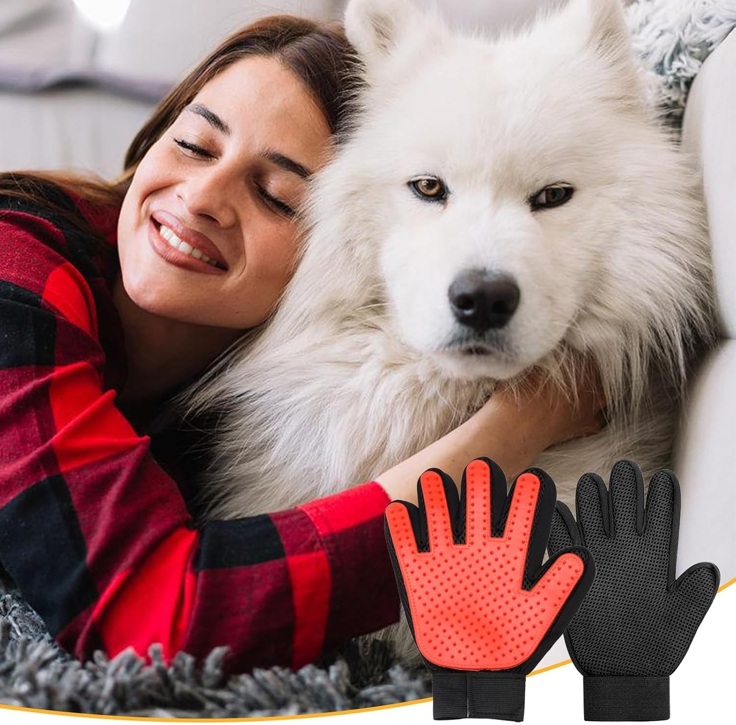 Pet Grooming Gloves, Grooming Glove for Cats, Dogs, Grooming Gloves, Massage and Pet Hair Removal image number 1