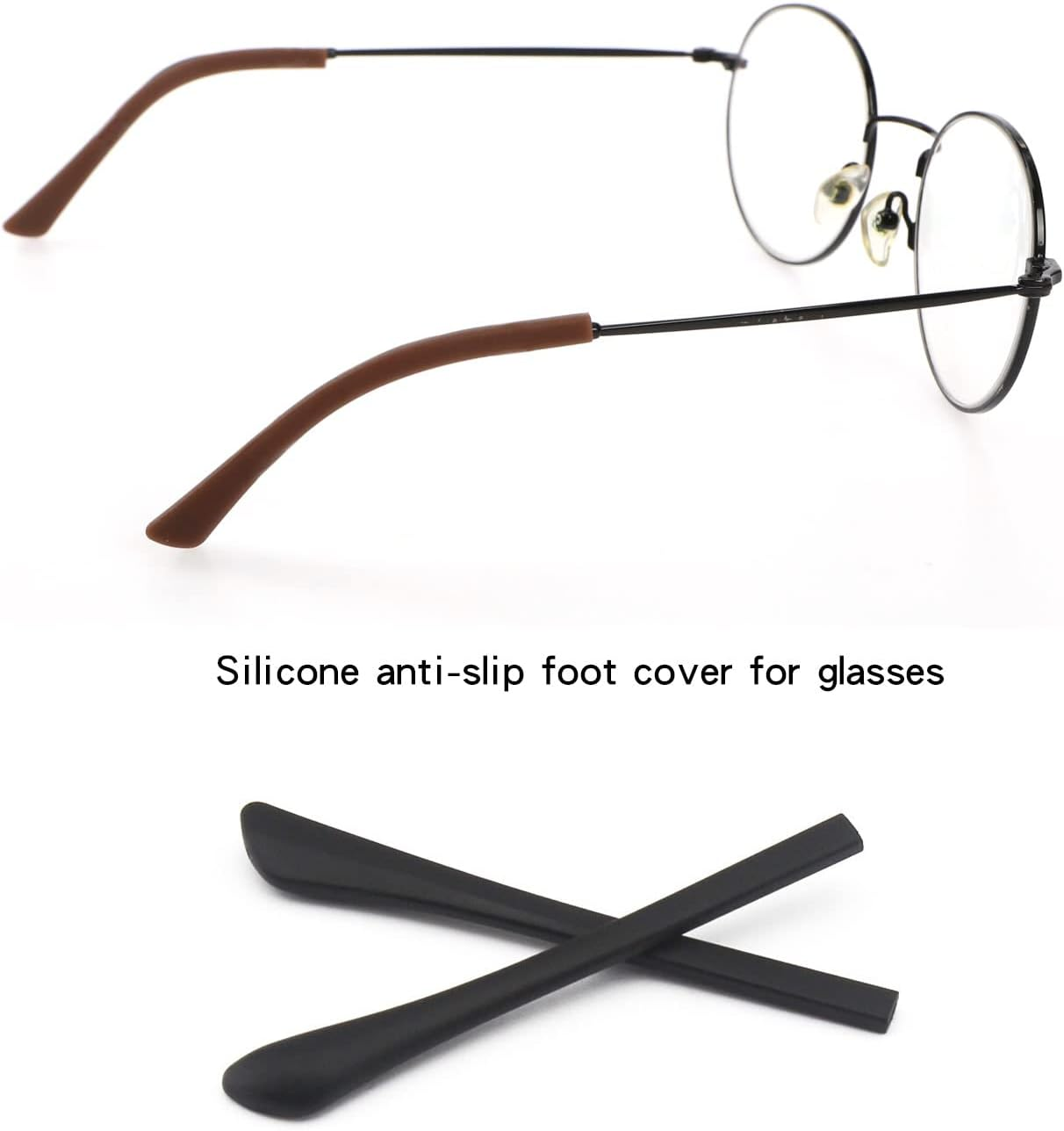 VGOL 10 Pairs Glasses Temple End Tips Colourful Anti-Slip Silicone Eyeglass End Tips Ear Sock Pieces Comfortable Replacements in Black/Brown/Red/White/Purple image number 3