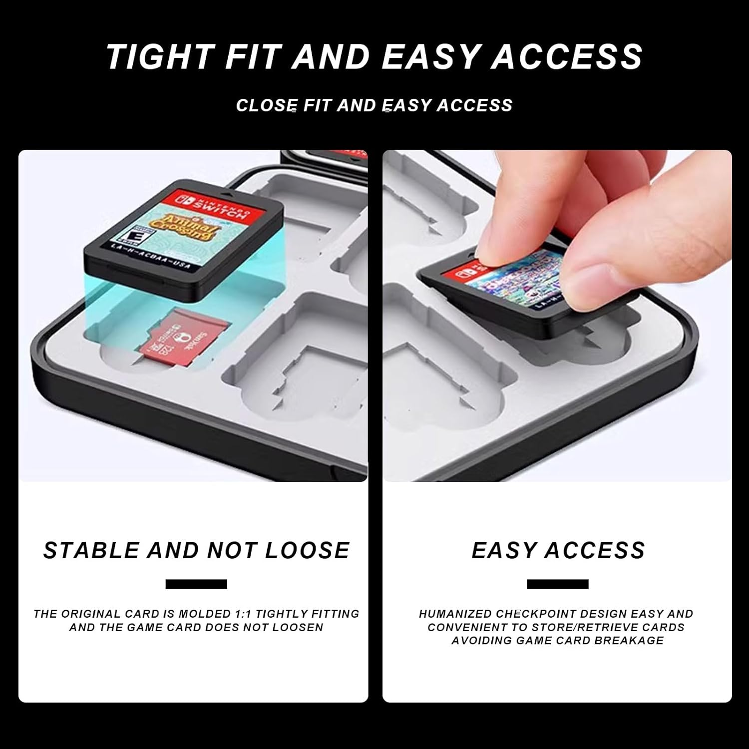 Wesoke Game Card Case for Nintendo Switch/Oled/Lite or Micro SD Memory Cards, Portable Black Game Card Storage Holder Box Cartridge Case with 48 Game Card Slots & Magnetic Closure & Hard Shell image number 3