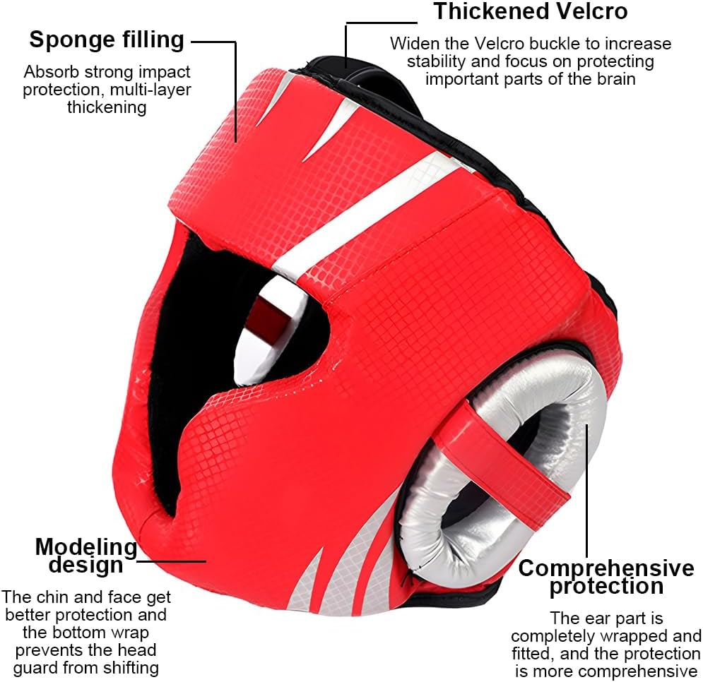 MTSDM Boxing Headgear, Muay Thai Headgear for Men Women Boxing Head Guard Artificial Leather for Face, Ears Cheeks Protection Head Gear, Boxing Helmet for Grappling, Sparring, Kickboxing, Taekwondo image number 4