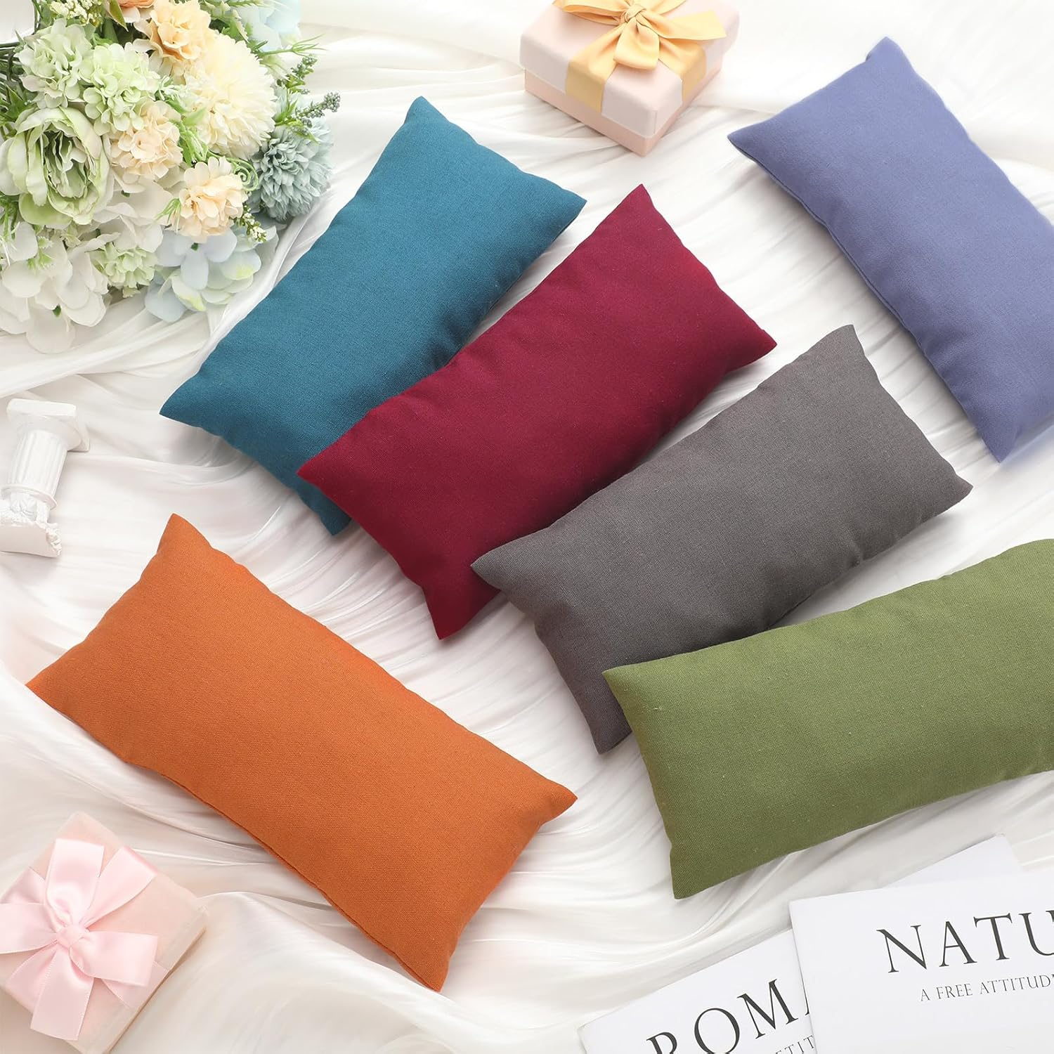 Smoothnovelty 6 Pack Washable Cotton Eye Pillow Case Removable Unscented Zippered Eye Pillow Cover 9.06 X 4.53 Inches for Yoga Relaxation Sleeping Meditation Spa Migraine Relief Massage Accessories image number 5