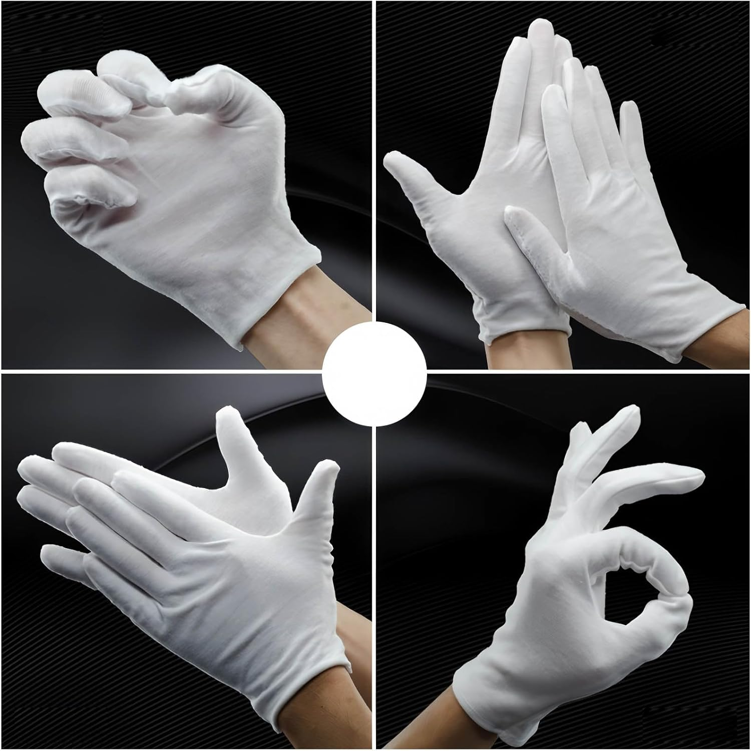 48 Pcs (24 Pairs) White Cotton Gloves, Large Archival Photo Gloves for Handling Art Working Photography Men & Womens Cloth Gloves Liners Bulk for Handling Jewelry, Film, Photo, Coin Metal Inspection image number 1