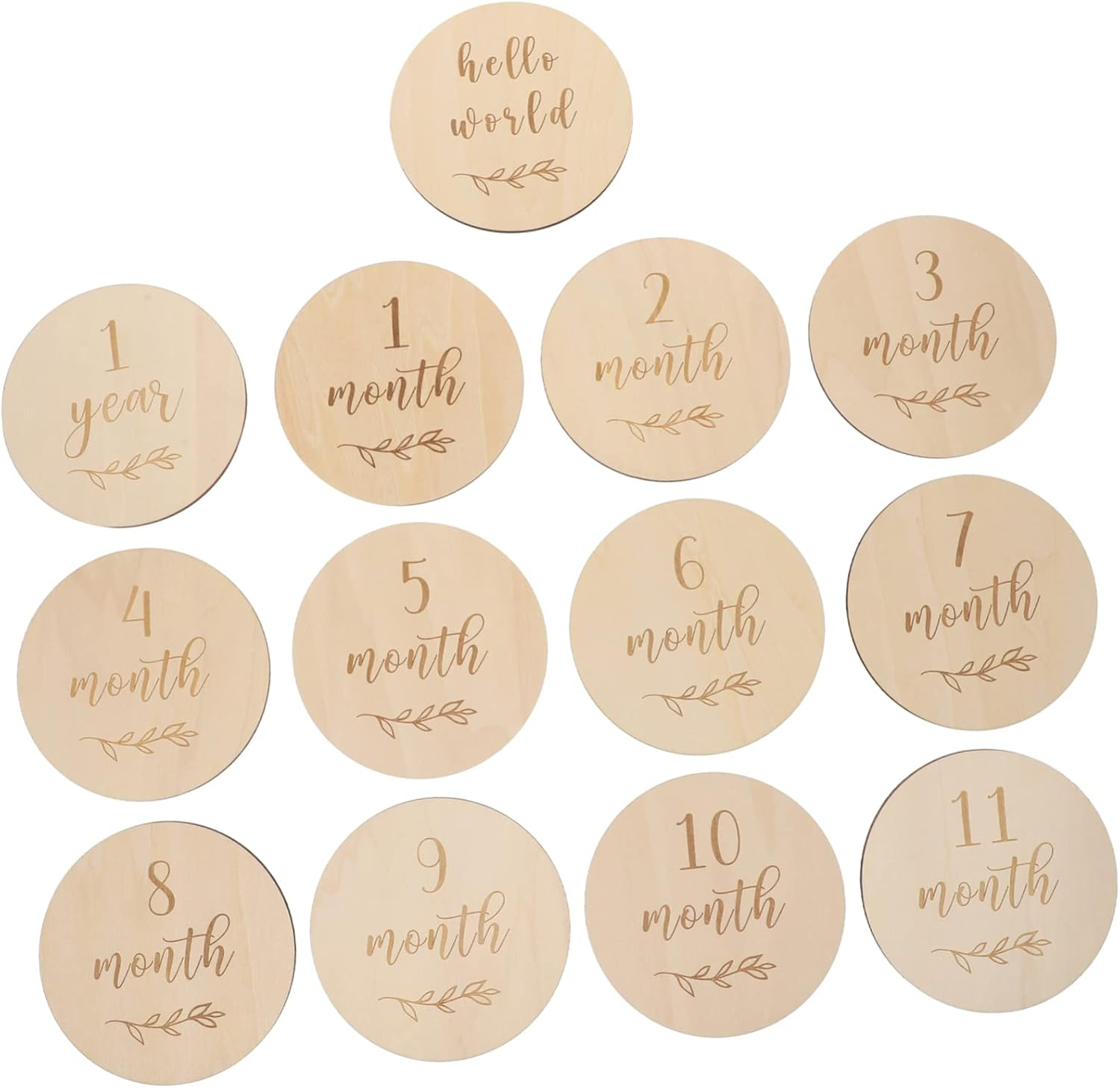 Wooden Newborn Milestone Monthly Growth Cards for Babies, Infant Age Announcement Photo Props Set, 13Pcs Baby Shower Keepsake Cards image number 6