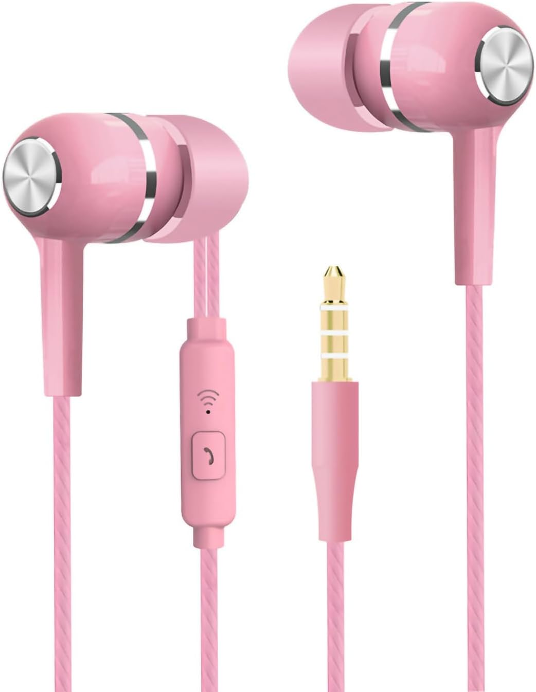 Wired Earphones in Ear Headphones, Earbuds with Microphone Wired Earbuds Headphones for Laptop PC Mobile Phone(Pink)