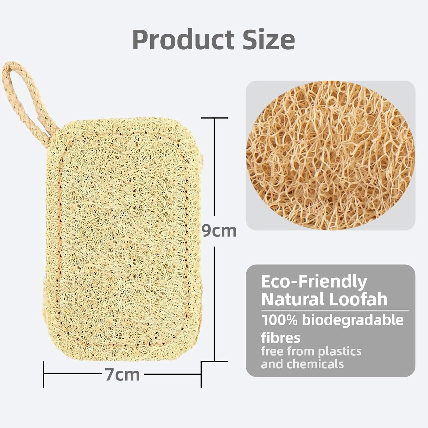 Suytvenxau 2 PCS Loofah Natural Shower Sponges, Body Loofah, Eco-Friendly Exfoliating Body Sponge for Skin Care, Bath Spa, Kitchen Cleaning, Soft Touch, Organic