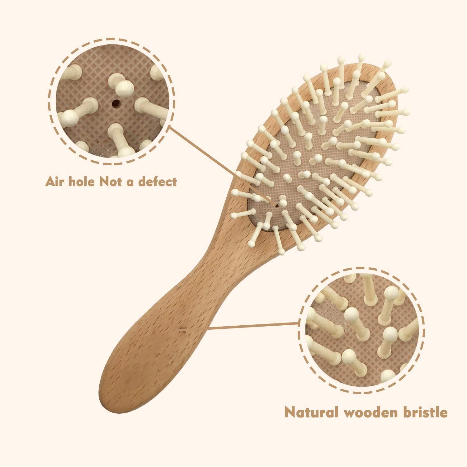 Baby Hair Brush Set, Wooden Comb Massage Scalp Comb Natural Goat Bristles 3-Piece for Newborns & Toddlers, Ideal for Cradle Cap & Itching, Perfect Shower and Registry Gift image number 2