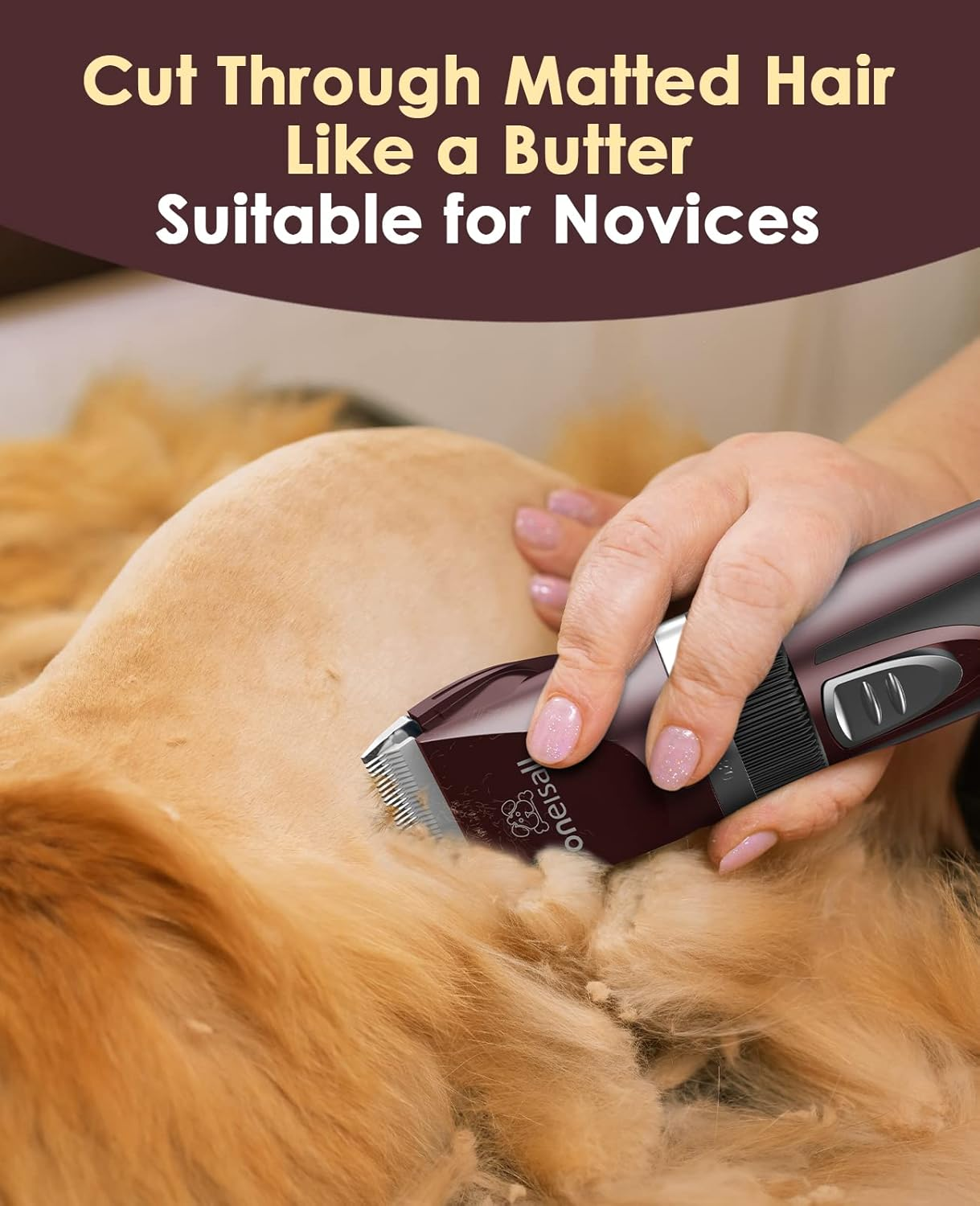 Oneisall Quiet Clipper, Cat Dogs, Professional Hair Trimmer for Long Hair Cats with Thick Fur, Dog Clipper, Cat Shaver with Powerful Motor (Pink) image number 1