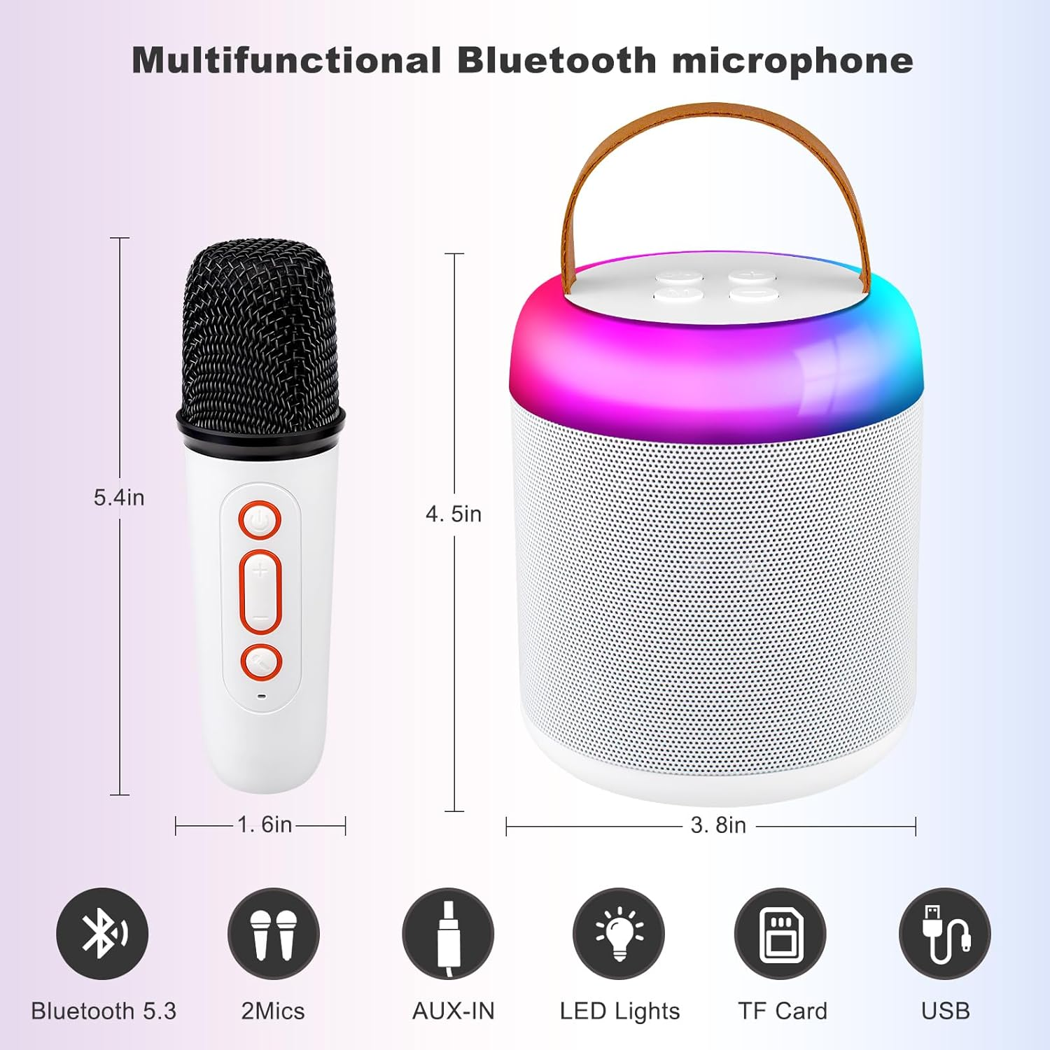 Aisuo Kids Karaoke Machine, Portable Bluetooth Speaker with 2 Wireless Microphones, Dynamic Lights Karaoke Machine for Kids Adults, Birthday Party Home, Outdoor. image number 4