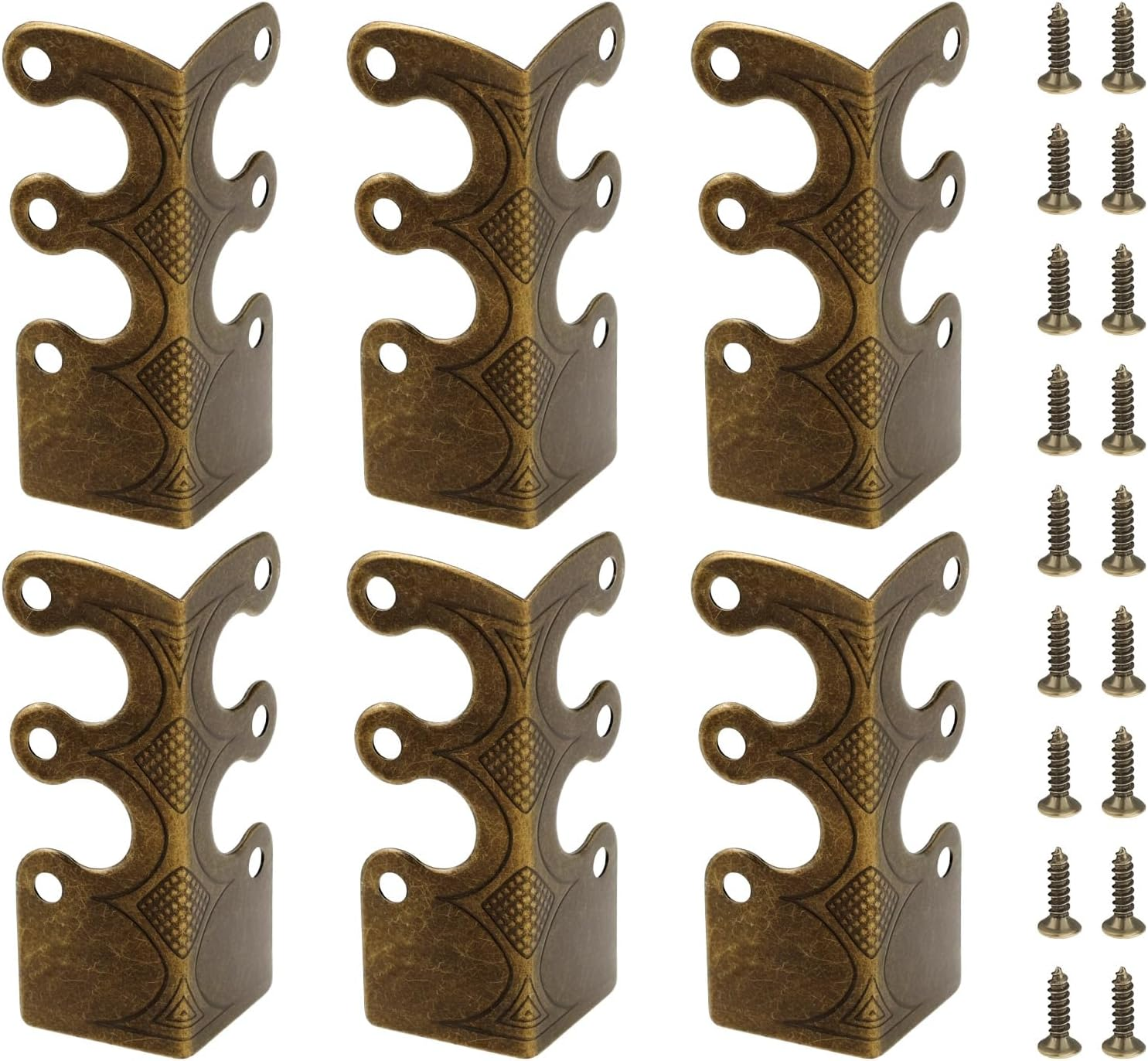 12Pcs Metal Corner Protectors Baseboard with Screws for Furniture Living Room Office and Jewelry Gift Packaging 4.8X2.9X2.1Cm Bronze image number 5