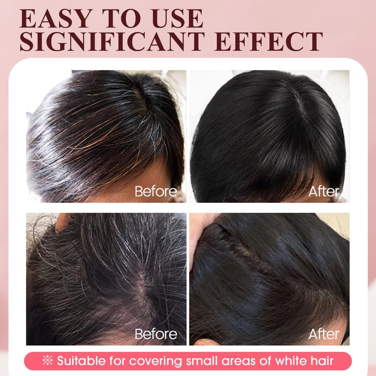 Hair Color Stick Temporary Hair Color for Gray Coverage Disposable Sweat-Proof Hair Dye Pen Dye Stick, Touch-Up Comb 2-In-1 Instant with Built-In Comb for Women Men Hairline Shading Pen (Black)