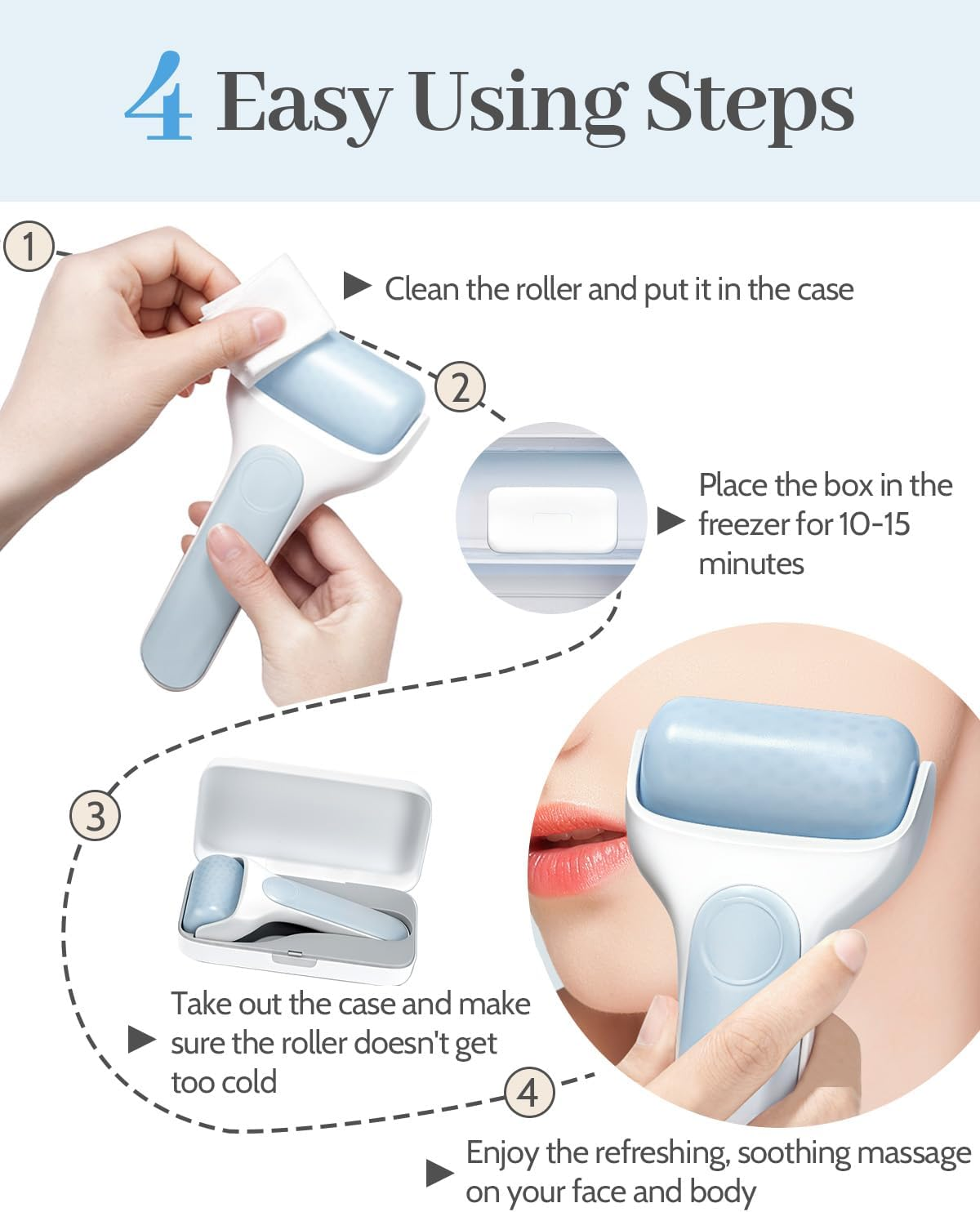 MORGLES Ice Roller for Face, Premium Facial Roller for Puffiness, Dark Circles and Lymphatic Drainage, Face Massager for Women Self Care with Carry Case