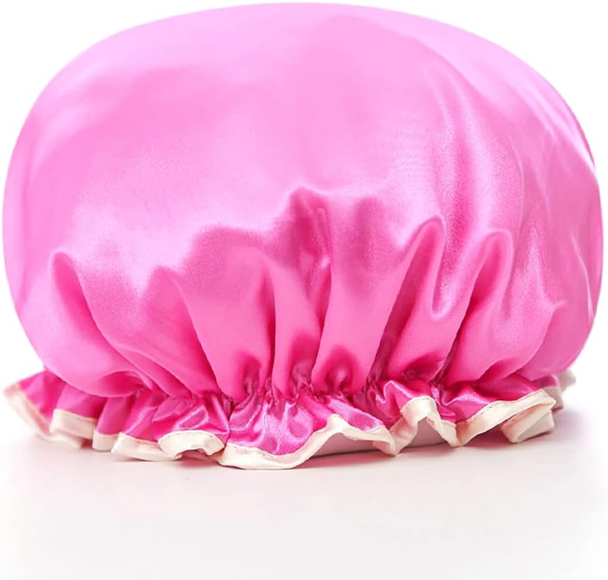 SOWUNO Shower Cap Waterproof Elastic 3PCS Dual-Layer Thickened Stretchy Adjustable Bath Cap for Home Fashion Smooth Long image number 1