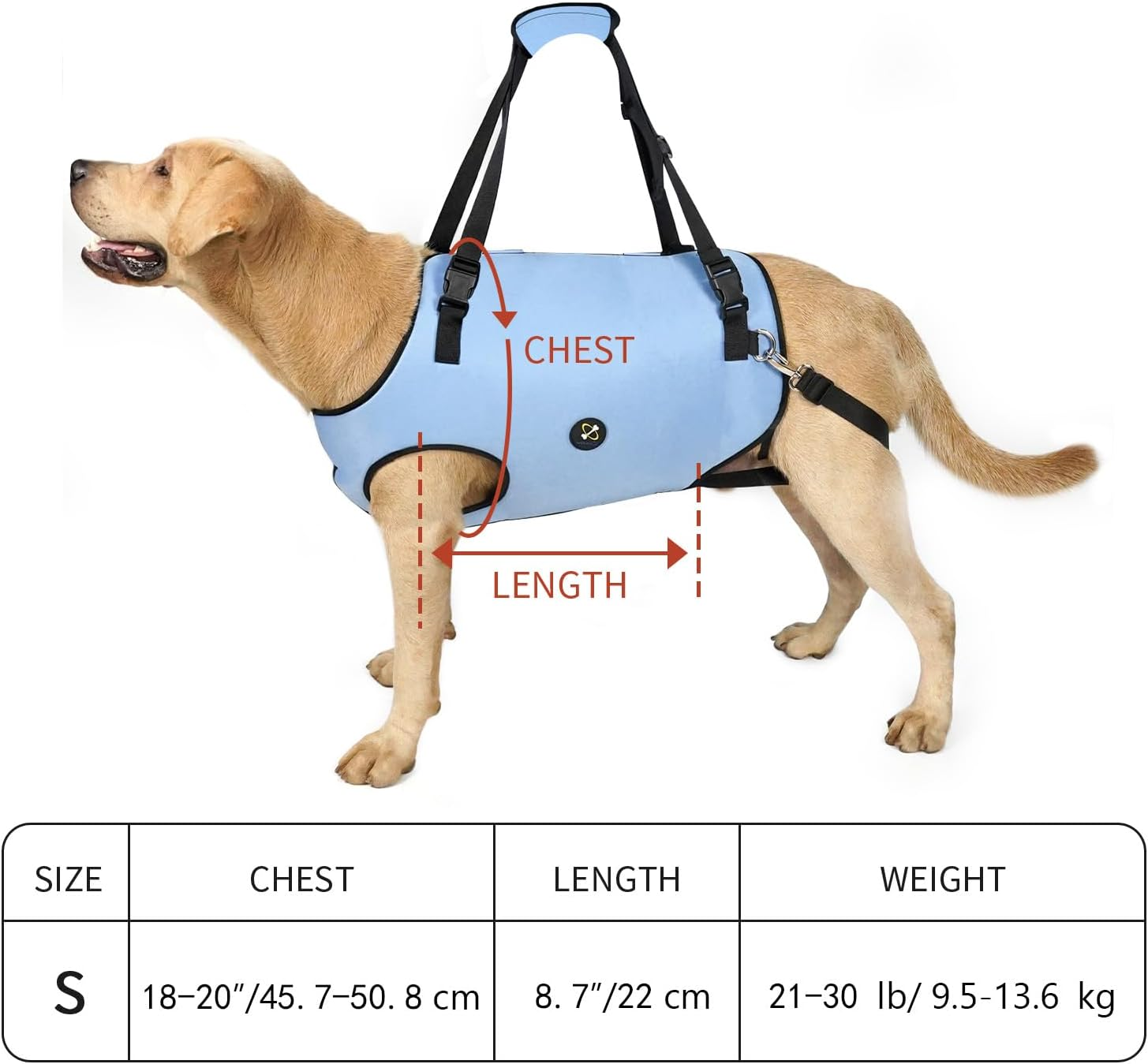 COODEO Dog Lift Harness, Pet Support & Rehabilitation Sling Lift Adjustable Padded Breathable Straps for Old, Disabled, Joint Injuries, Arthritis, Loss of Stability Dogs Walk (Small) image number 2