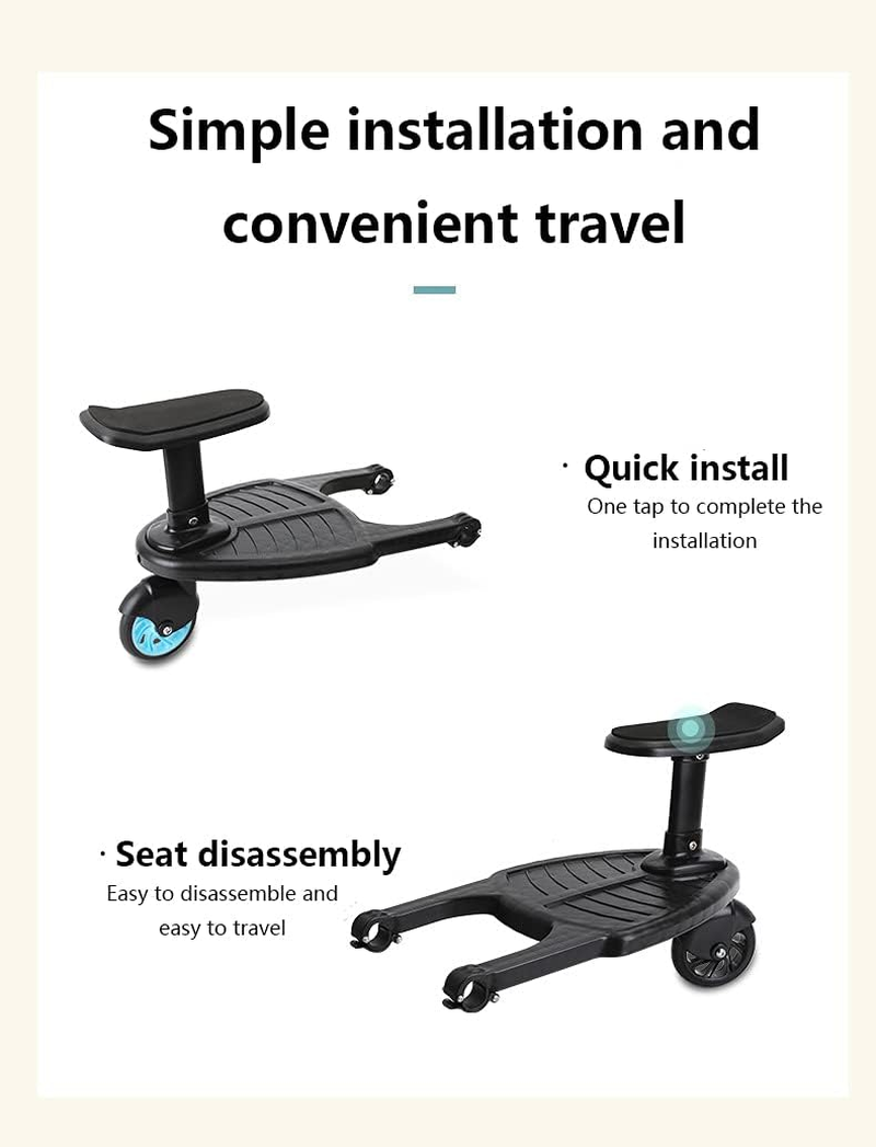 LXLUOO Comfort Wheeled Board Stroller Pedal Adapter Child Rider Stroller Attachment Trolley Connector with Seat, Holds Children up to 55Lbs, Size 4, Disposable, Urine Protection, 1 Count image number 4
