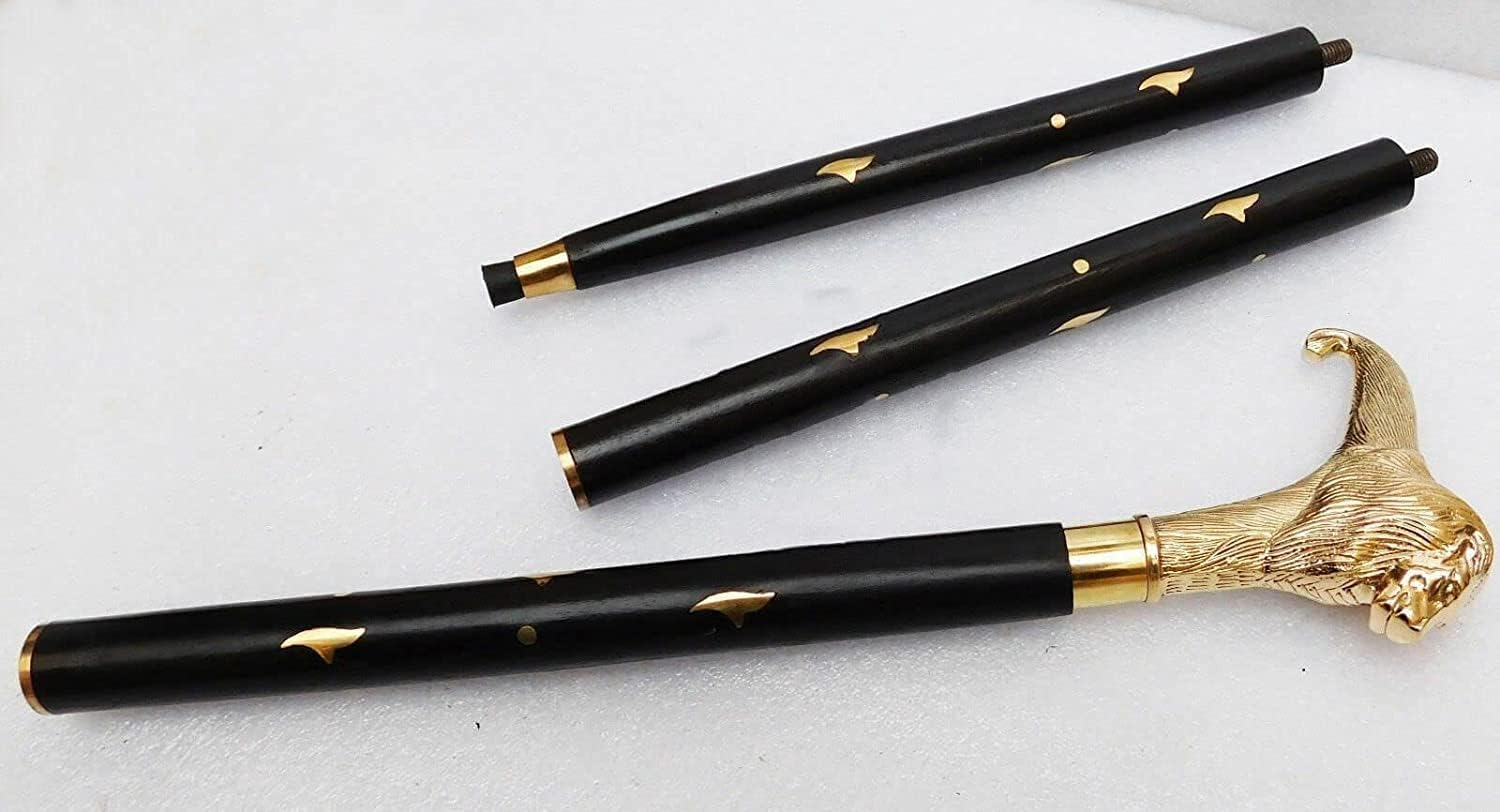 Handmade Walking Stick LION'' Walking Cane Stick Designer Brass Handle 36