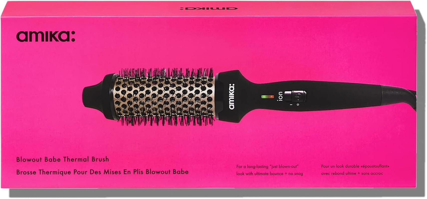 Amika Blowout Babe Thermal Brush - Hot Brush for Hair Styling with 1.5 Inch Ceramic Barrel + Nylon Bristles - Heated Hair Styler + Curler with Ionic Generator for Frizz-Free Shine - up to 232 Degrees image number 2