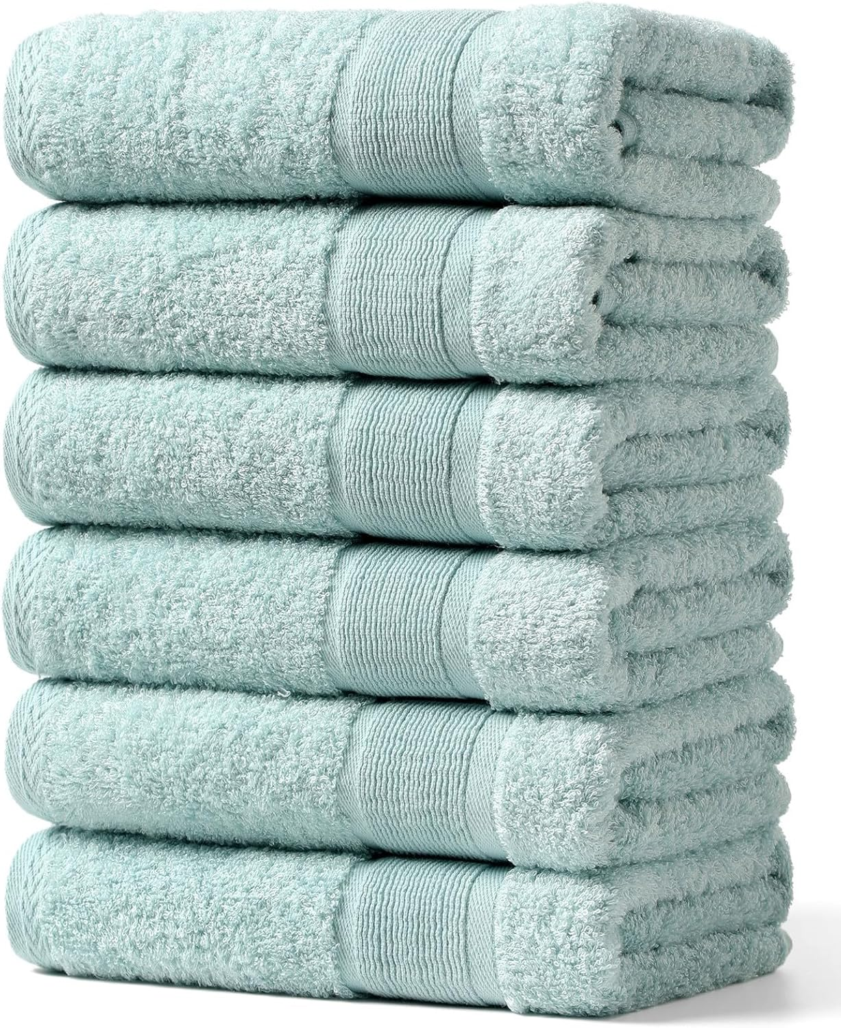 Aibaser Bath Towels, 27X54Inch - Natural, Ultra Absorbent Towels for Bathroom, Travel, Gym, Shower and Spa (6 Piece Set) (White, Bath Towels)