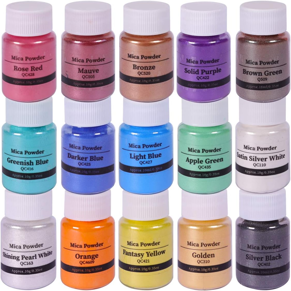 SEISSO Mica Powder for Epoxy, Mica Pigment 32 Colors Vibrant Shimmery with Labeled Jar, Epoxy Resin Project, Crafting, Soap Making Supplies, Lip Gloss, Slime, Bath Bomb, Acrylic Paints, 5 Grams/Color