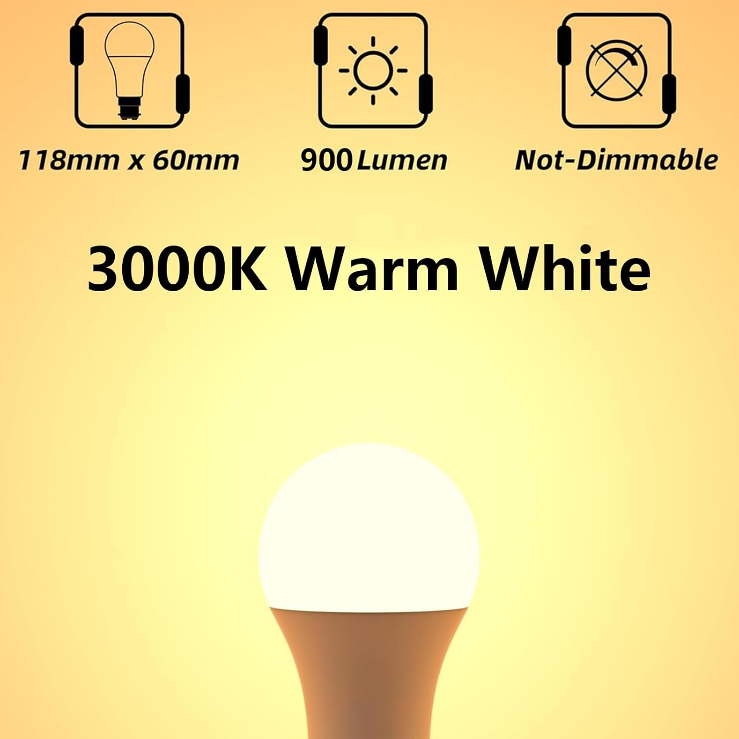 B22 Bayonet Cap LED Light, 9W = 90W Equivalent Bulb, 900LM Lumens, 3000K Warm White Standard BC A55 LED, Bright Energy Saving Non-Dimmable, CRI>80, 230V, 50-60Hz - Pack of 8 - 6500K Cool White image number 5