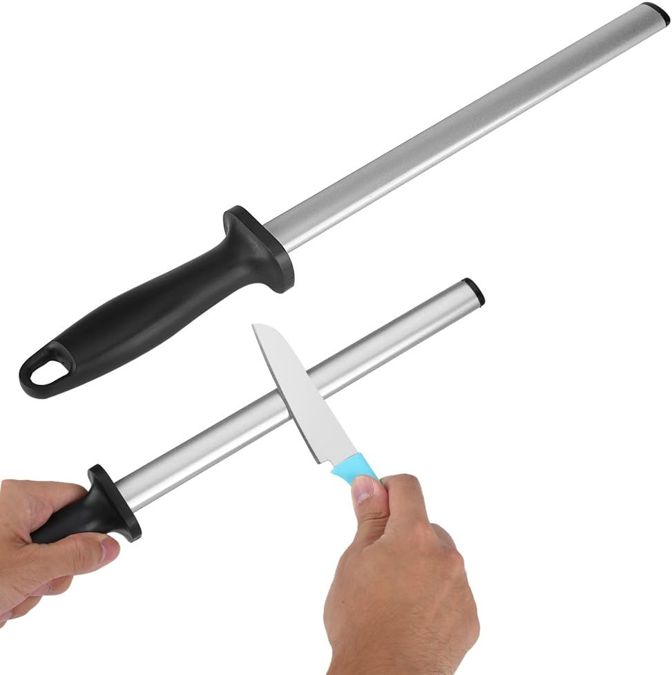 10 Inch Diamond Knife Sharpening Rod Knife Sharpener for Home Kitchen or Restaurant Master Chef Gourmet Blade Honing Rod image number 4