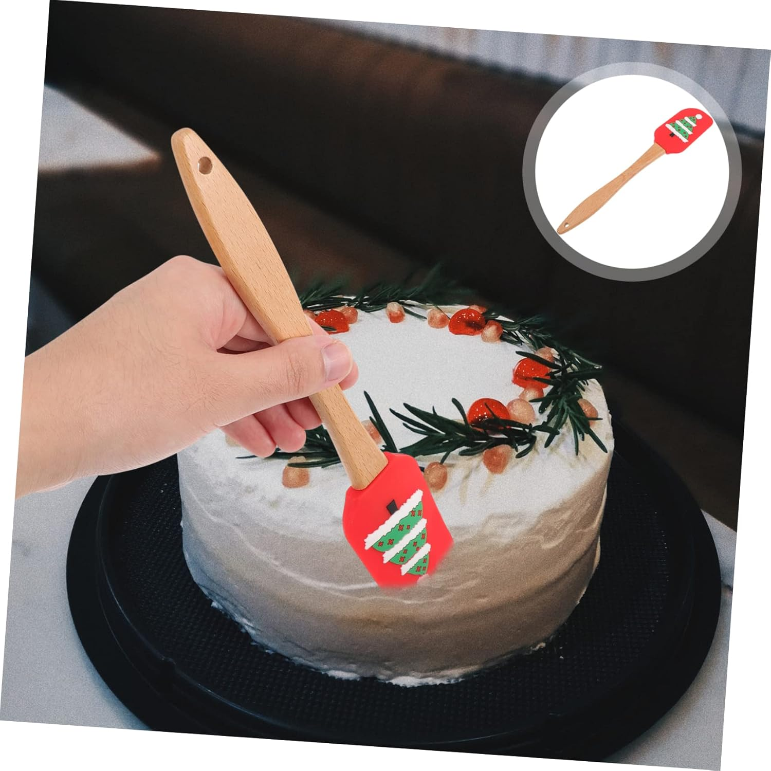 CHILDWEET Christmas Silicone Spatula Handle Festive Baking Tool for Mixing and Spreading Adorable Kitchen Gadget for and Desserts image number 5