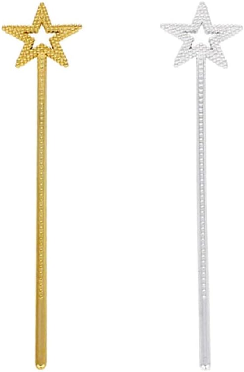 6Pcs Plastic Star Wands Princess Wand Pentagram Wand Angel Fairy Stick for Girls Birthday Party Cosplay, Silver