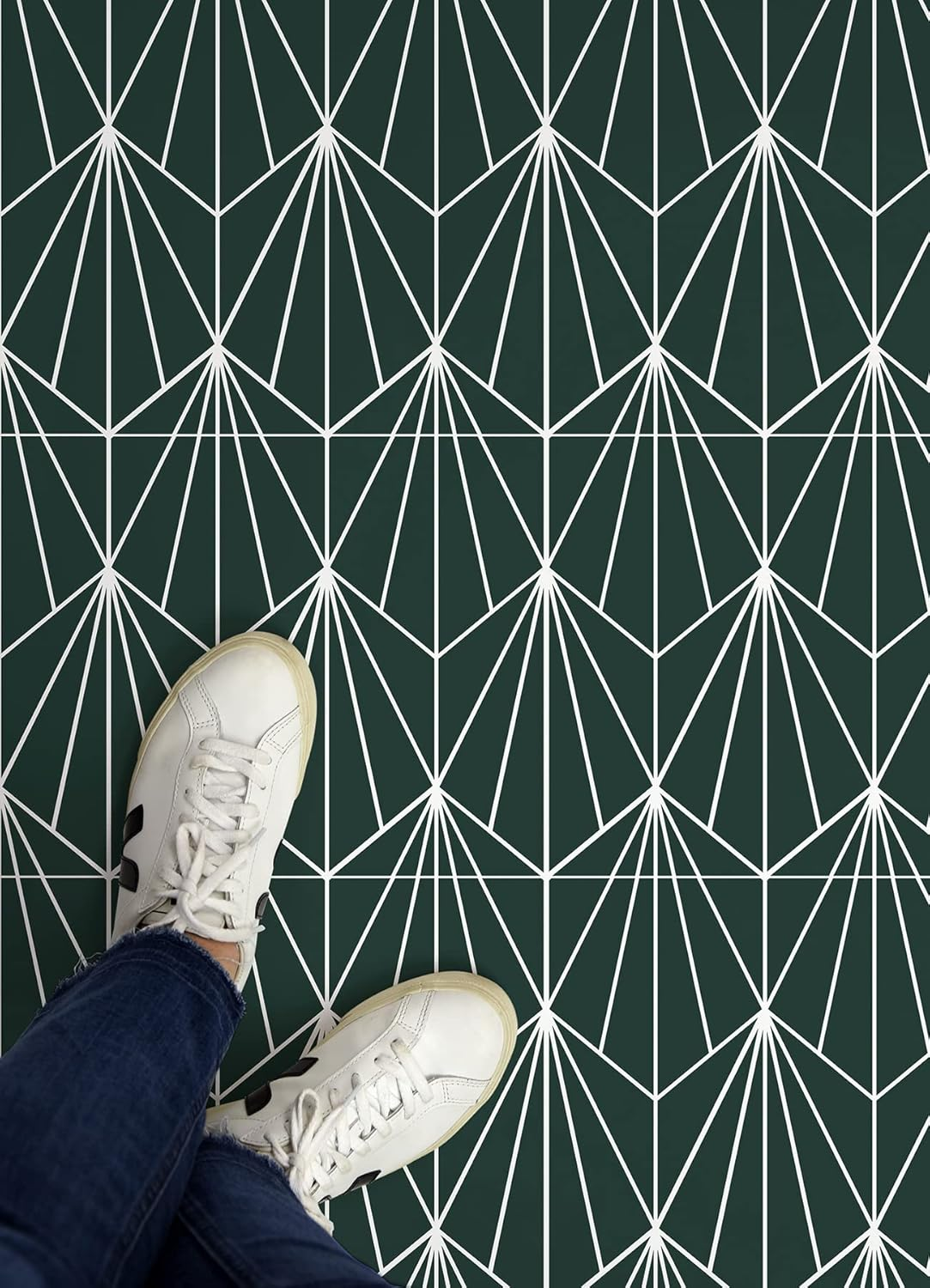 Floorpops FP3926 Beryl Peel & Stick Floor Tiles, Emerald - Blush image number 3