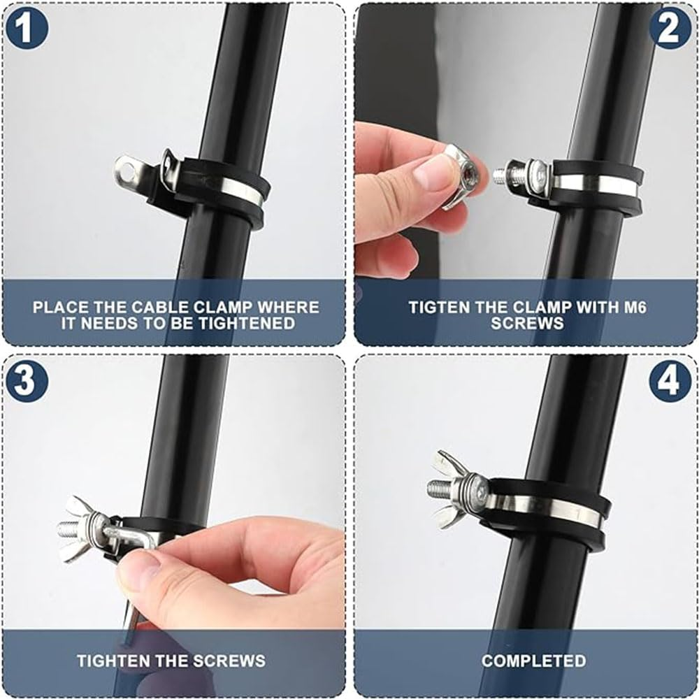 50Pcs 3/8 Inch / 0.95Cm Cable Clamps,304 Stainless Steel Cable Clamps Mounting Cord Fastener Clips for Car Office Home Cable Management(Black) image number 3