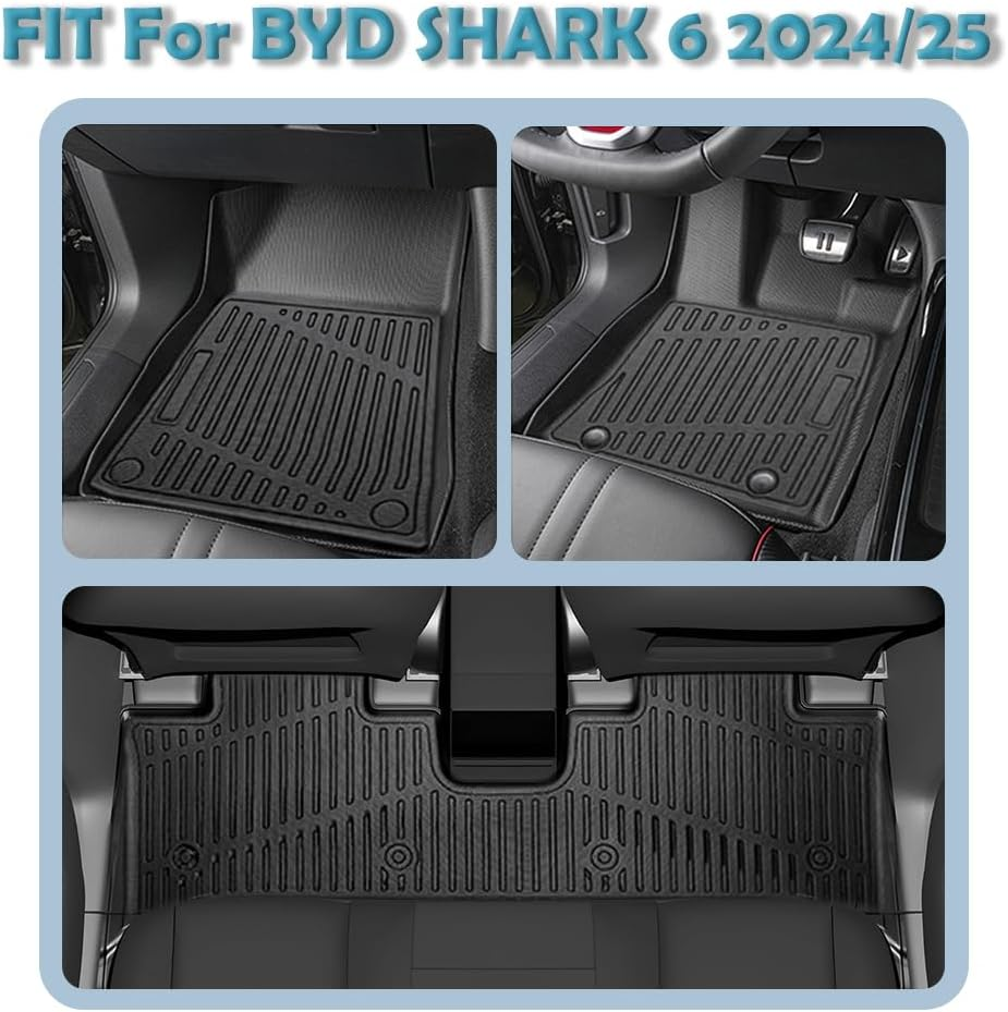 TPE Floor Mats & Bed Liner for BYD Shark 6 2024 2025 &ndash; Heavy Duty 4WD Ute Car Mats | All-Weather Custom Fit | Right Hand Drive Only (Foot Mats + Truck Bed Mat) image number 6