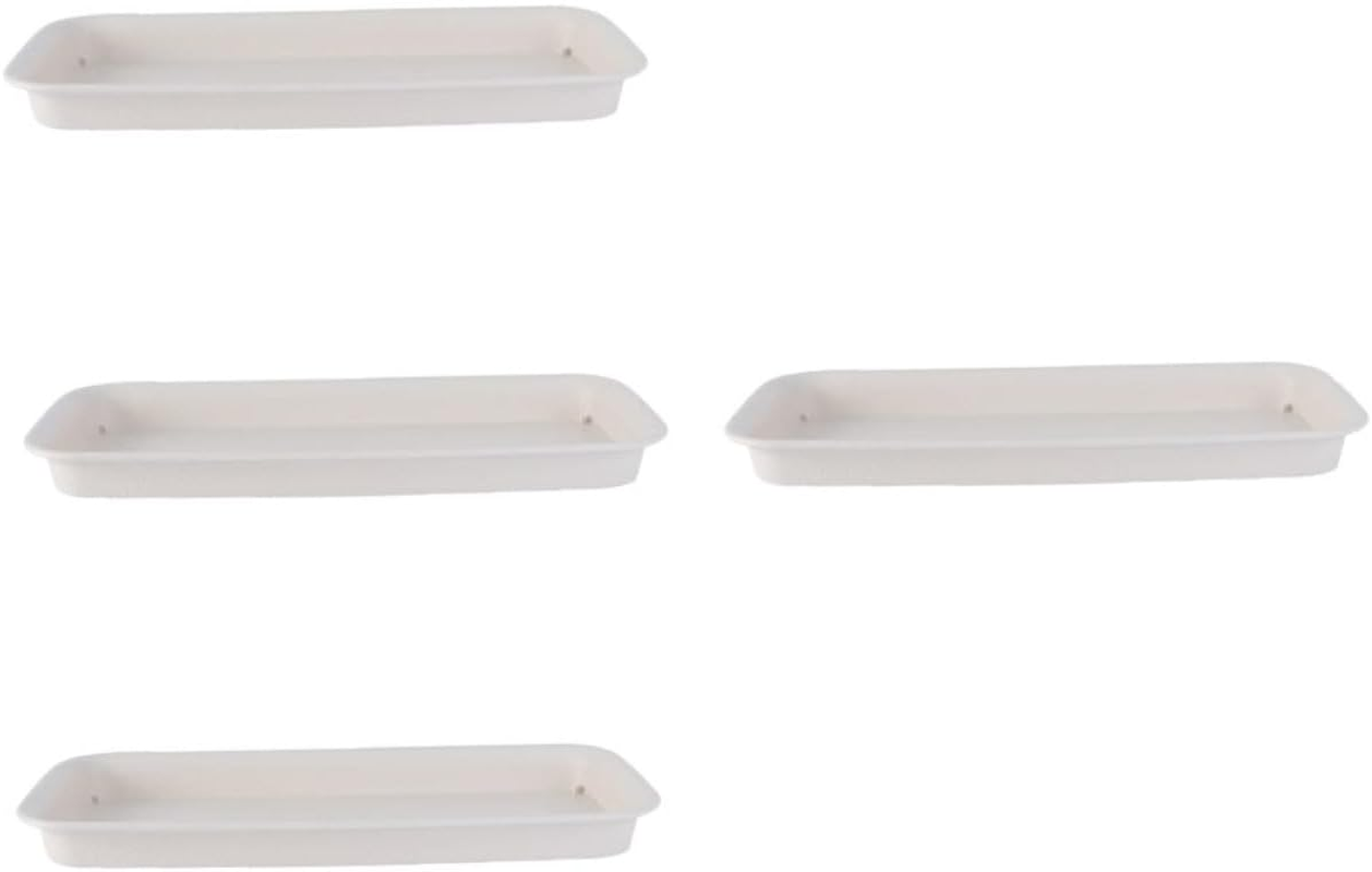 Outanaya 4Pcs Rectangular Flowerpot Trays for Gardening and Pots Saucer to Catch Excess Water Beige for Clean and Tidy Plant Care image number 3