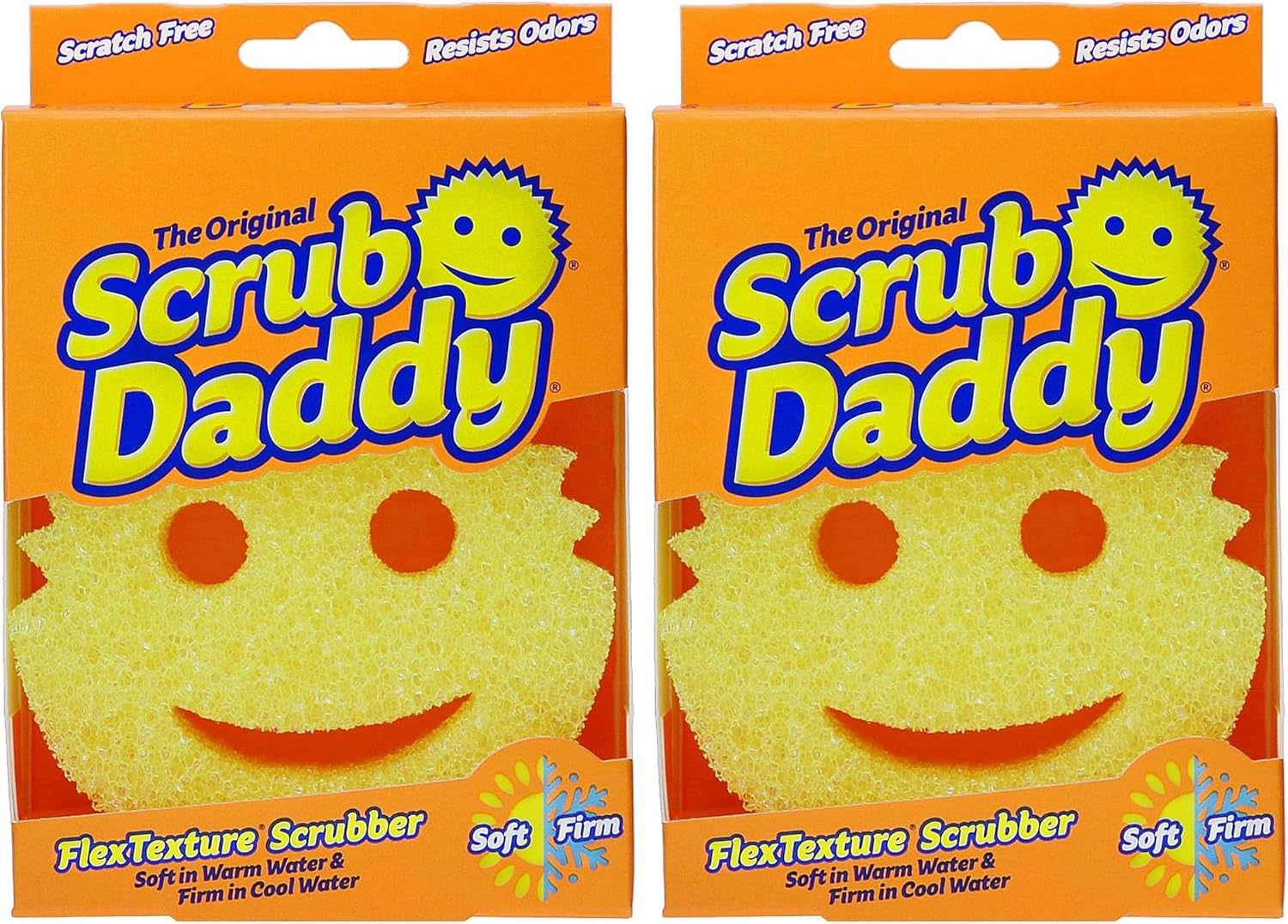 The Original Scrub Daddy - Multipurpose Cleaning Sponge - Soft in Warm Water, Firm in Cold Water for Tough Cleaning - Scratch Free, Odour Resistant, Ergonomic (Pack of 2) image number 4