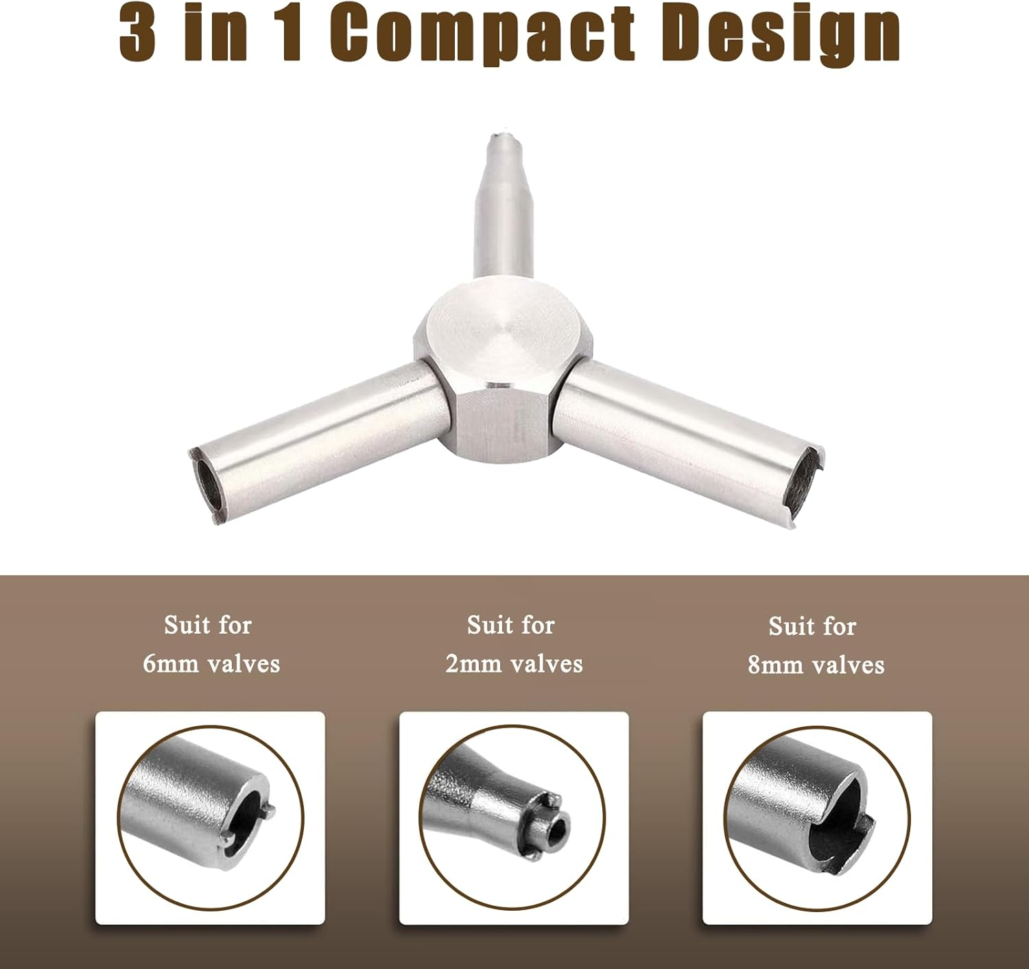Valve Triangle Wrench Tool, Three-In-One Exhaust Valve Key Modification Tool (SILVER) image number 3