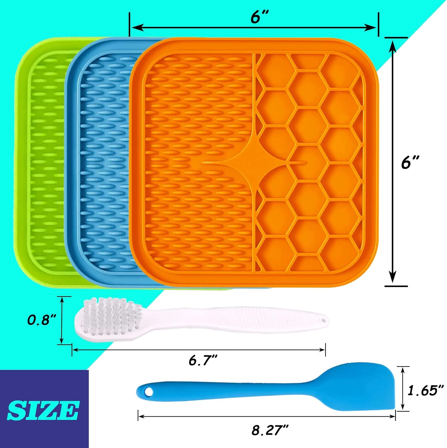 Dog Lick Mat, 3 Pcs Lick Mat for Dogs with Suction Cups for Anxiety, Peanut Butter Dog Licking Mat Slow Feeder Dispensing Treater Lick Pad for Dogs Cats Bathing Grooming image number 1