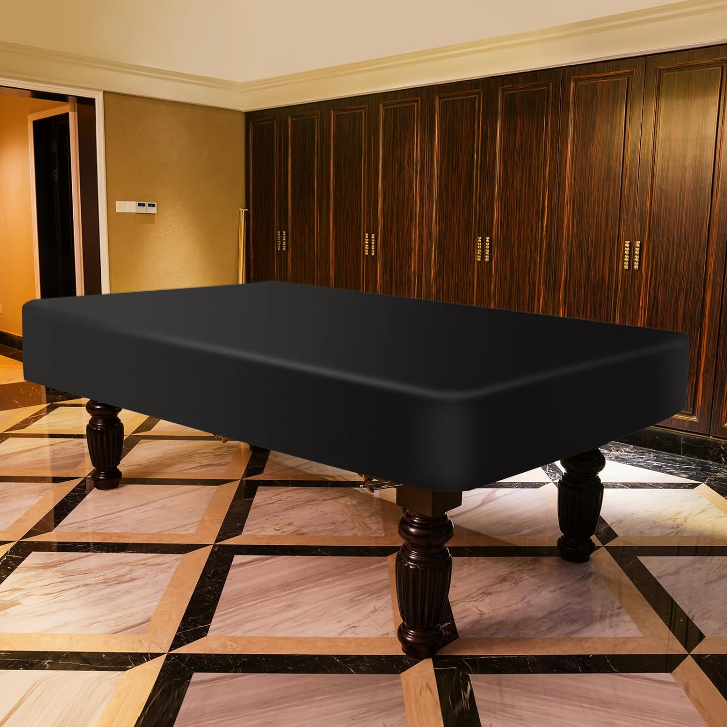 K-Musculo Pool Table Cover, 420D Billiard Table Cover, Waterproof and Tearproof, 9 Foot Fitted(Black 9Ft-285X157X20.3 Cm) image number 3