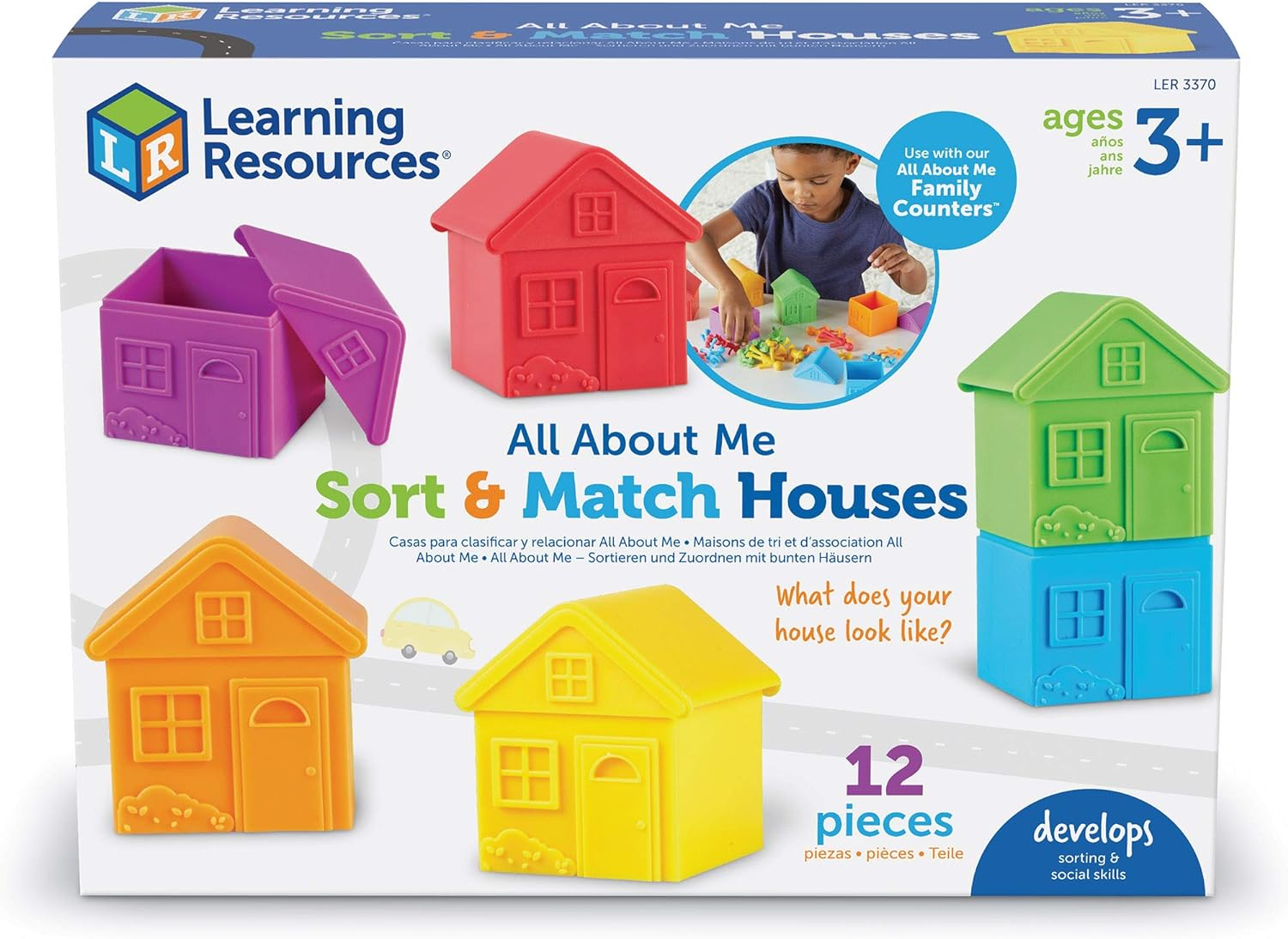 Learning Resources All about Me Sorting Houses, Fine Motor & Sorting Skills, Montessori Toys, Special Education Actives, Imaginative Play, 12 Pieces, Ages 3+ image number 3