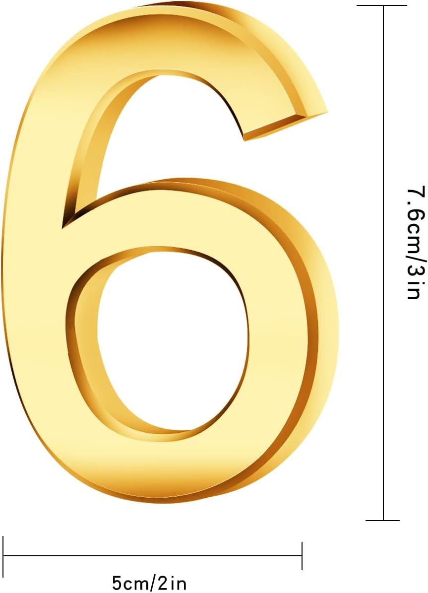 Lotsdonxia Self-Adhesive 3D Gold Numbers (0-9) for Addressing House, Apartment, Hotel, and Street Room Doors as Mailbox Stickers-6 image number 7