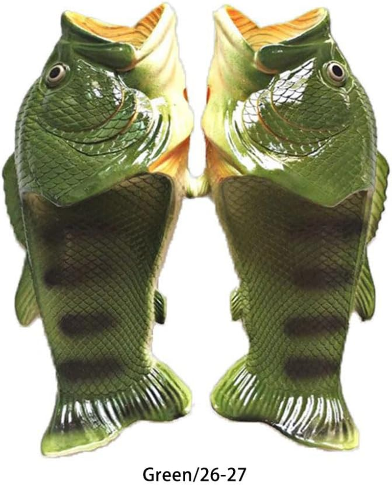 Funny Fish Slippers Children Adult Footwear Unique Design Family House Shoes Summer Beach Parent-Child Sandals Large Size, Green, 26-27 image number 5