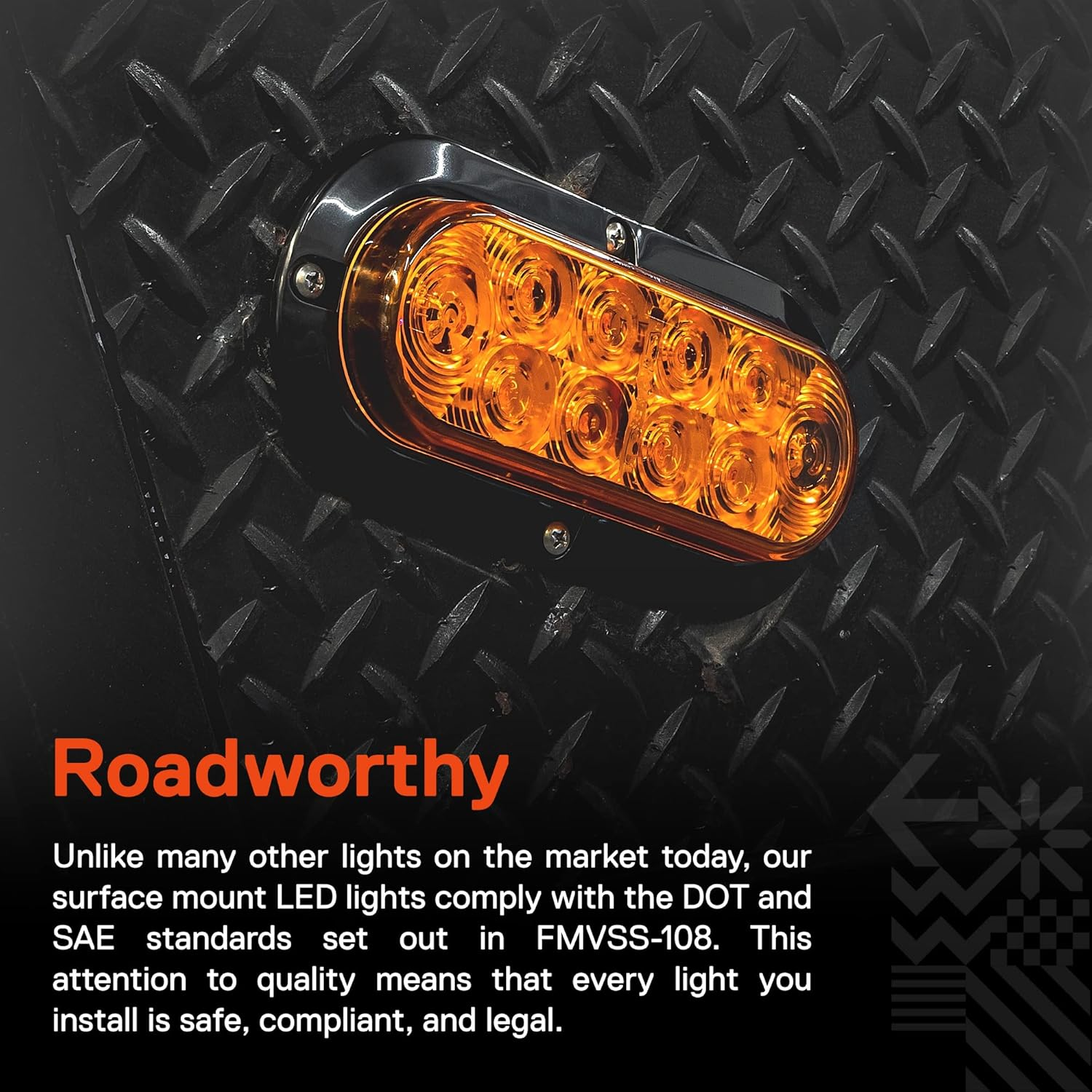 TRUE MODS 2Pc 6 Inch Amber Oval LED Trailer Tail Light Kit [DOT FMVSS 108 SAE I6P] [Surface-Mount] [IP67 Waterproof] [Park & Turn Signal] Yellow Orange Marine Trailer Lights for Boat Trailer RV Trucks image number 5